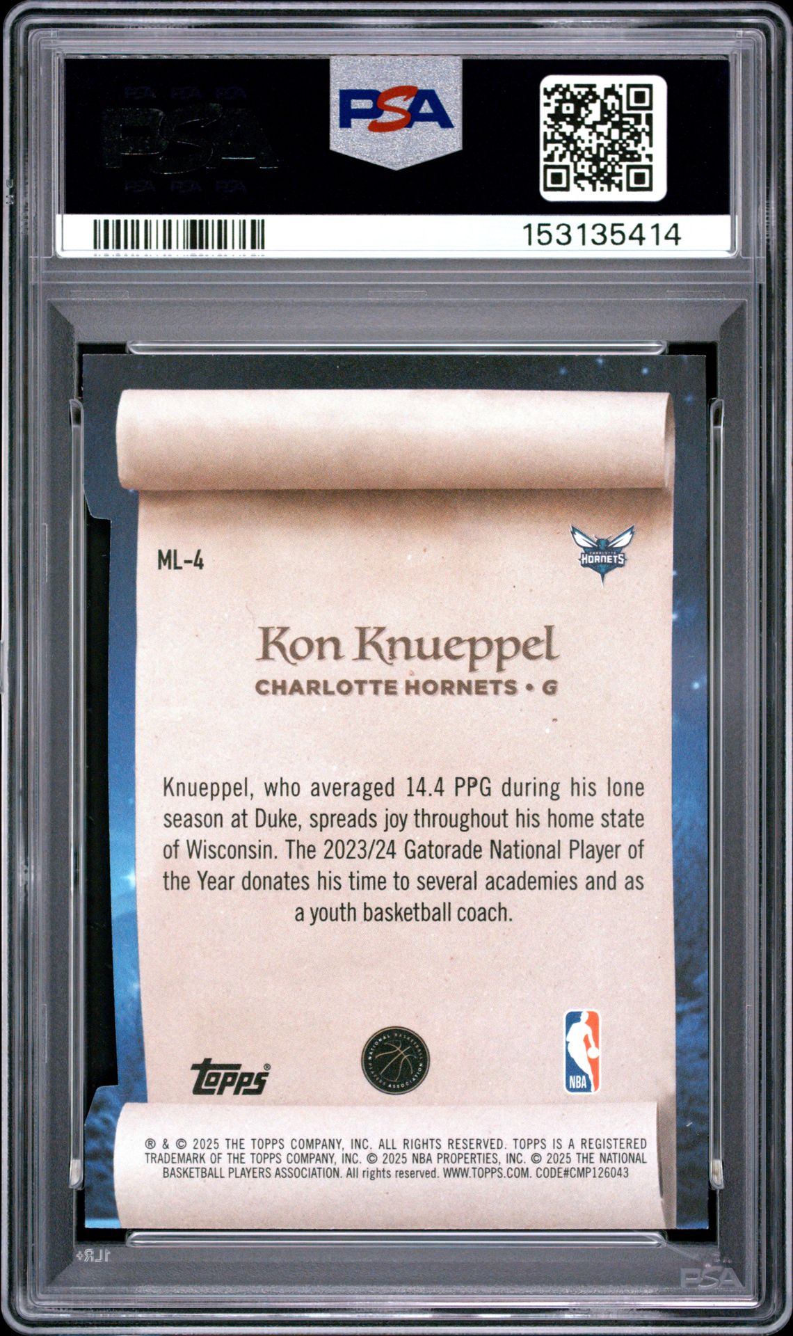 2025 Topps Holiday Making The Nice List Kon Knueppel #Ml-4 Nm-Mt 8 back