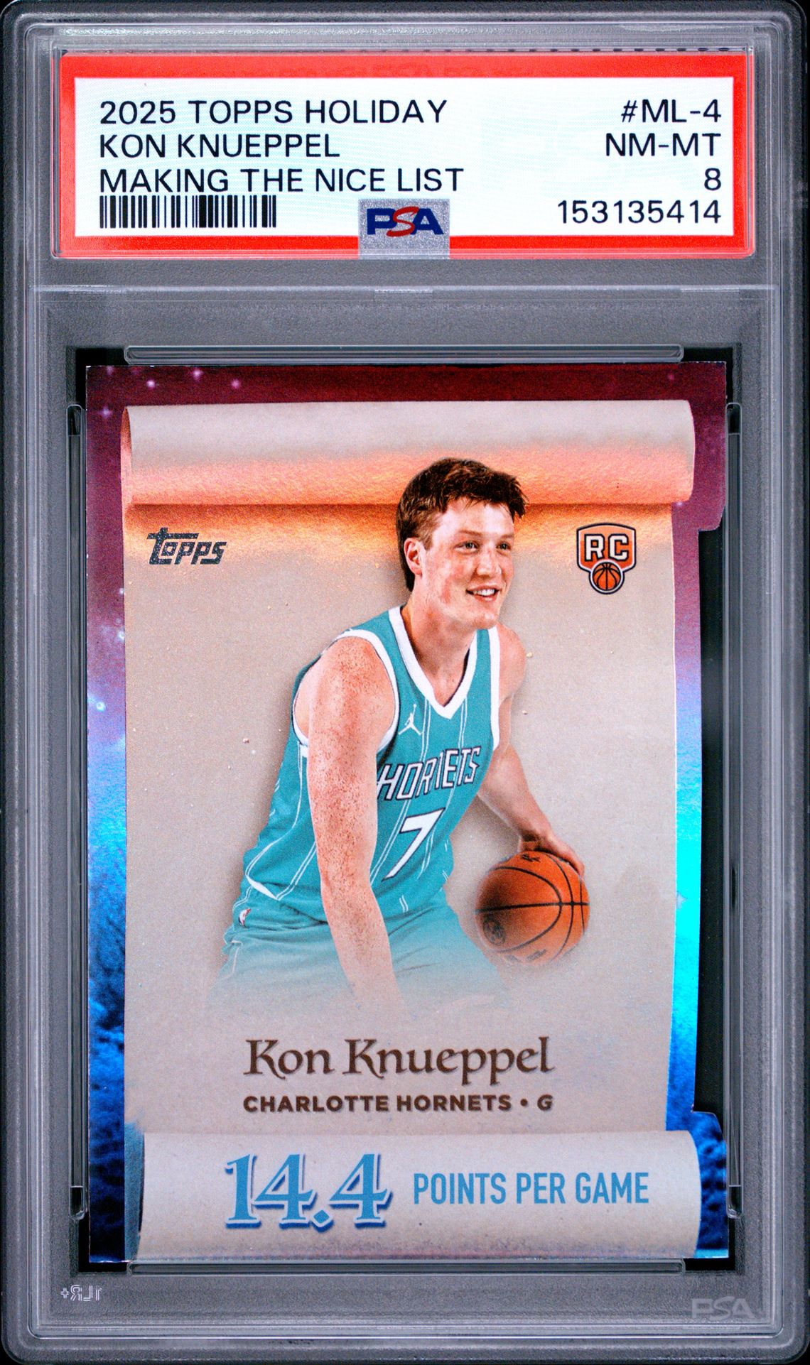 2025 Topps Holiday Making The Nice List Kon Knueppel #Ml-4 Nm-Mt 8 front