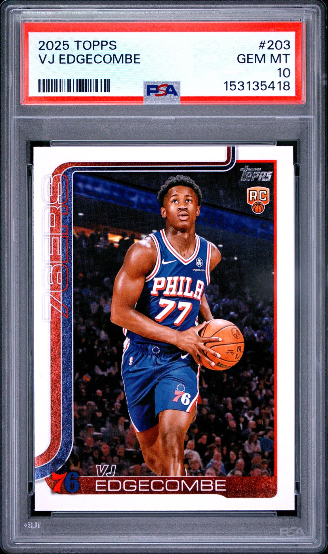 2025 Topps Vj Edgecombe #203 Gem Mt 10 front