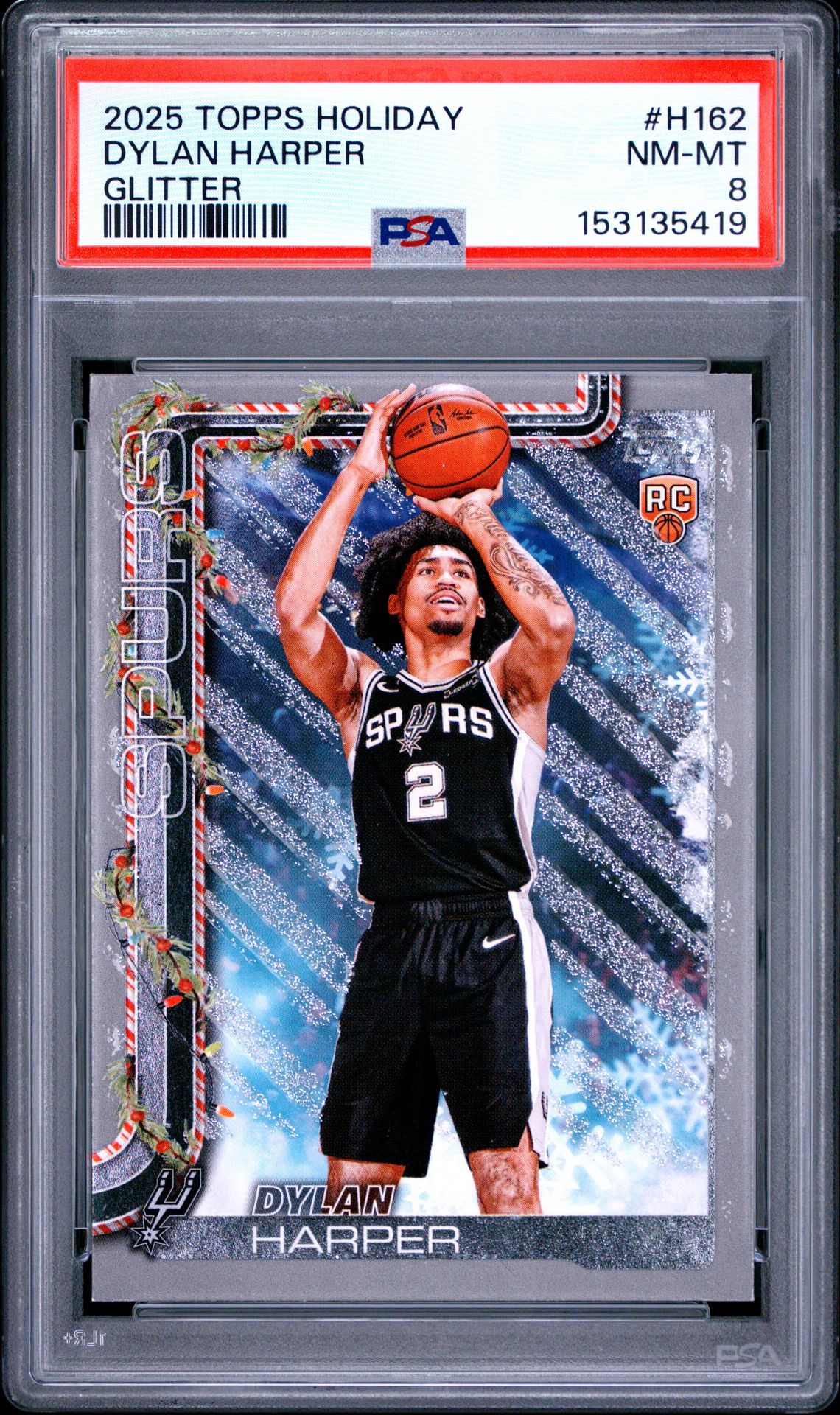 2025 Topps Holiday Dylan Harper #H162 (Glitter) Nm-Mt 8 front
