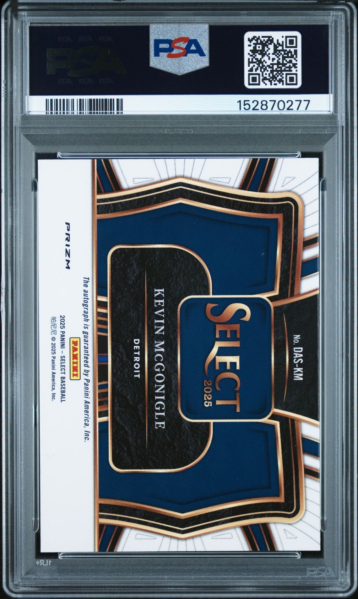2025 Panini Select Diamond Action Signatures Kevin Mcgonigle #Das-Km Mint 9 back