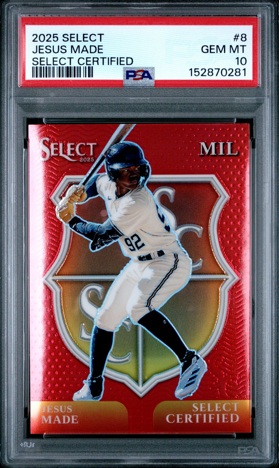 2025 Panini Select Select Certified Jesus Made #8 (Select Certified-Red Prizm) Gem Mt 10 front