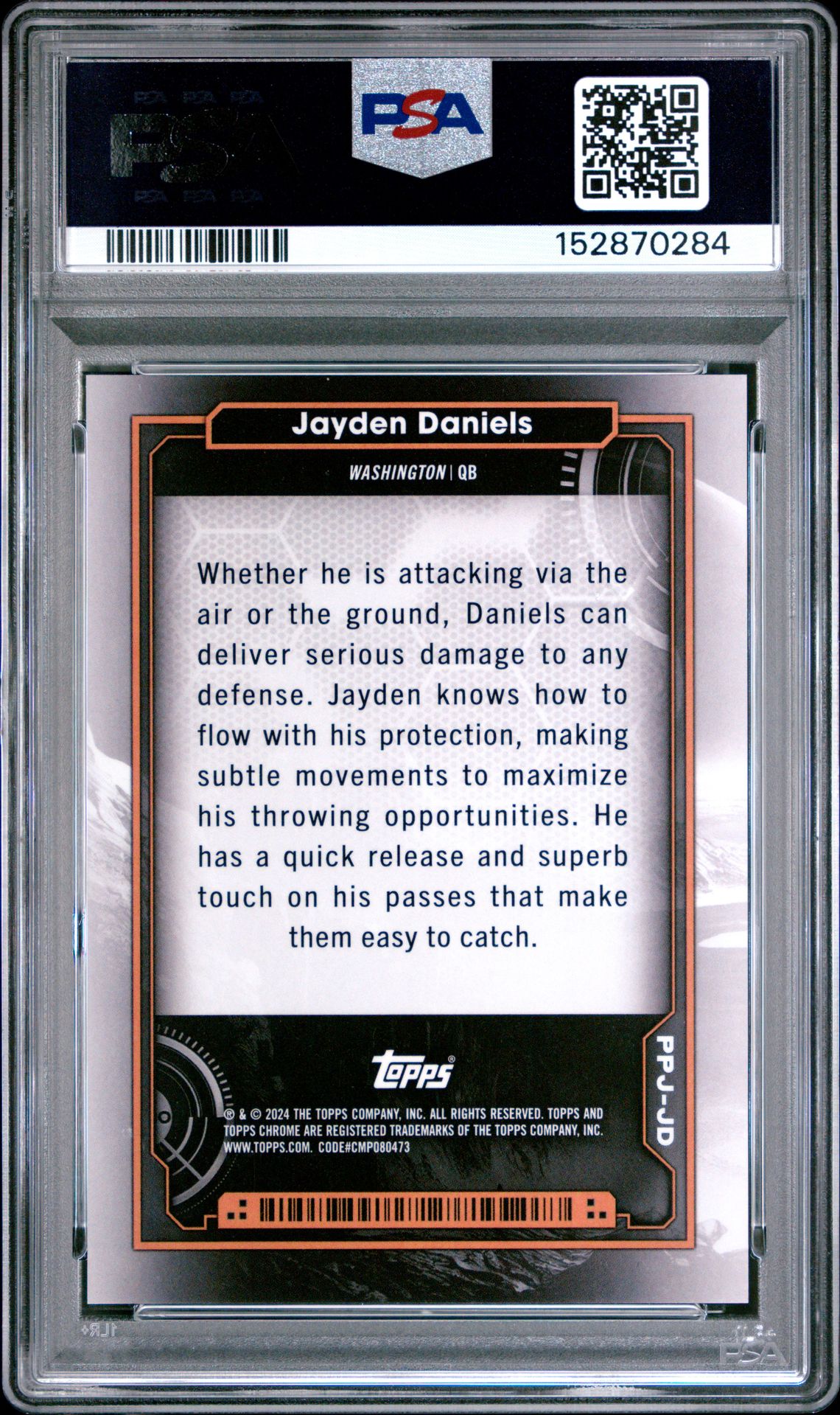 2024 Topps Cosmic Chrome Planetary Pursuit Jayden Daniels #Jd (Planetary Pursuit-Jupiter) Gem Mt 10 back