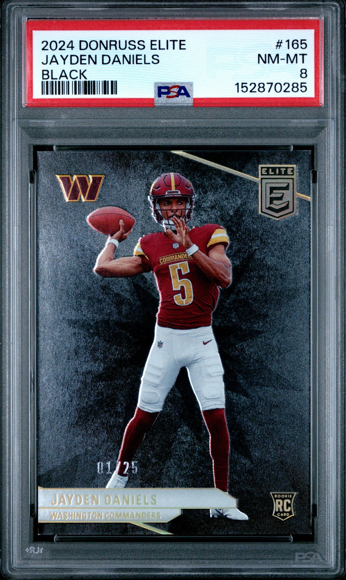 2024 Panini Donruss Elite Jayden Daniels #165 (Black) Nm-Mt 8 front
