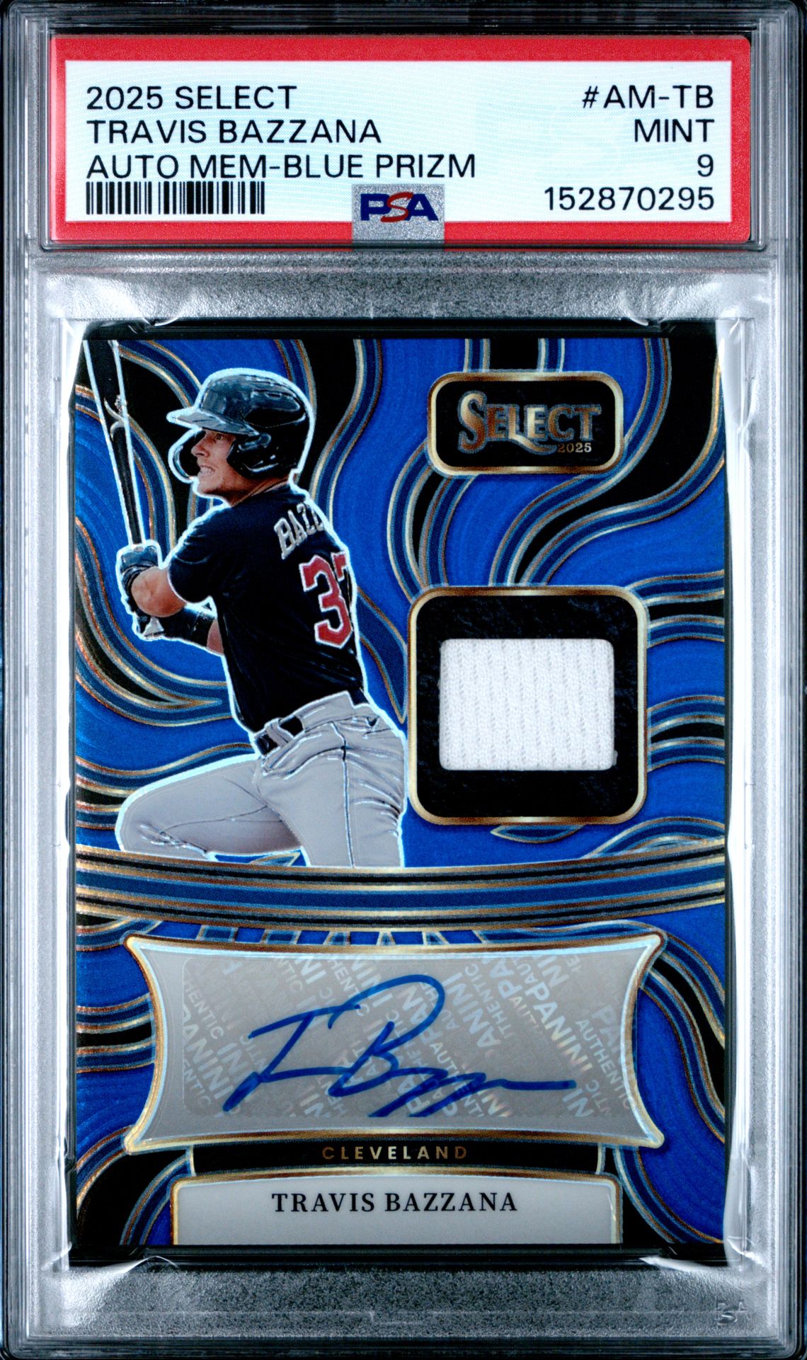 2025 Panini Select Autographed Memorabilia Travis Bazzana #Am-Tb (Auto Mem-Blue Prizm) Mint 9 front