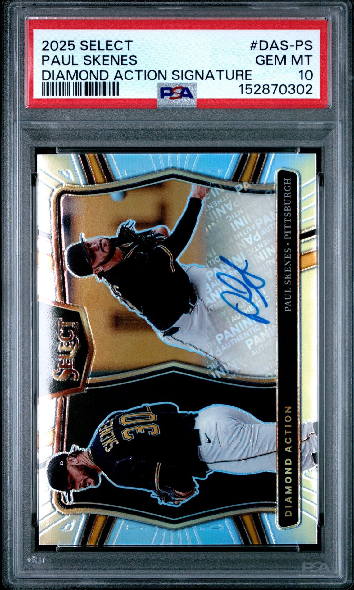 2025 Panini Select Diamond Action Signatures Paul Skenes #Das-Ps Gem Mt 10 front