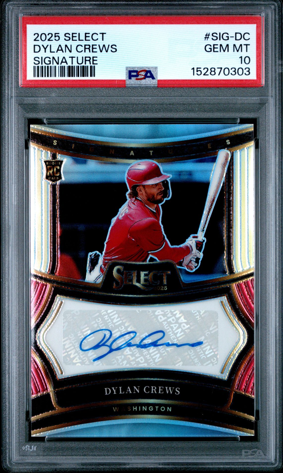2025 Panini Select Signatures Dylan Crews #Sig-Dc (Signatures) Gem Mt 10 front