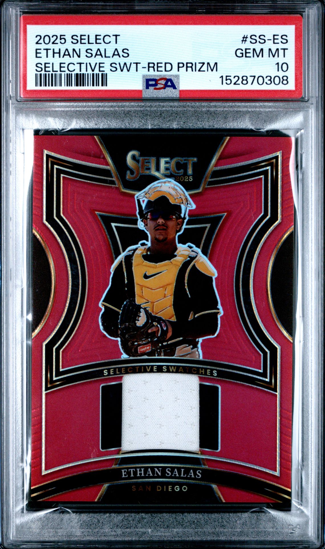 2025 Panini Select Selective Swatches Ethan Salas #Ss-Es (Selective Swt-Red Prizm) Gem Mt 10 front