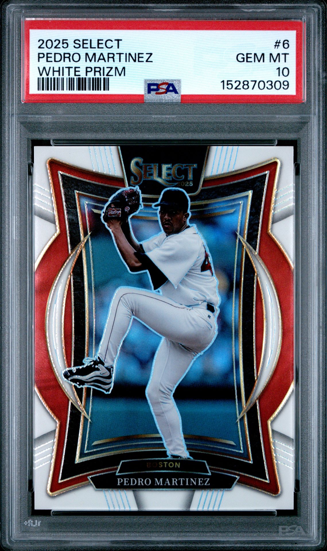 2025 Panini Select Pedro Martinez #6 (White Prizm) Gem Mt 10 front