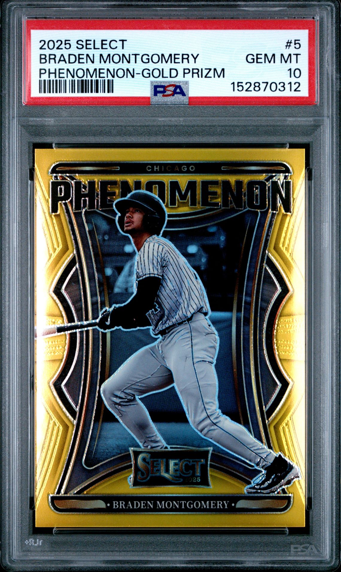 2025 Panini Select Phenomenon Braden Montgomery #5 (Phenomenon-Gold Prizm) Gem Mt 10 front