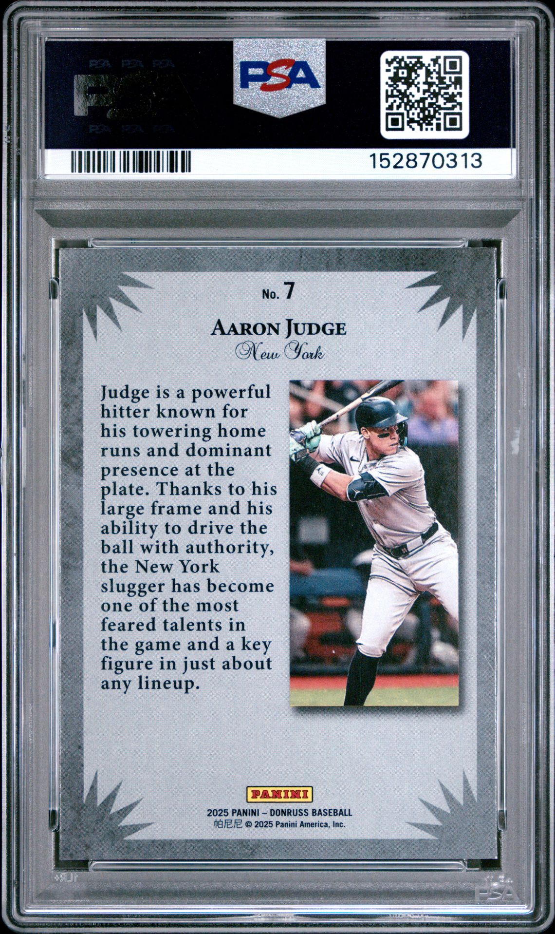 2025 Panini Donruss Elite Series Aaron Judge #7 Nm-Mt 8 back