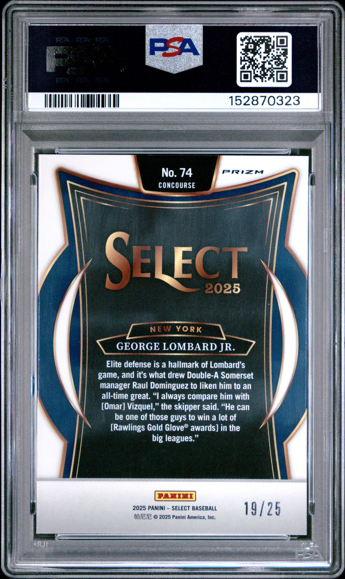 2025 Panini Select George Lombard Jr. #74 (Tie-Dye Prizm) Nm 7 back