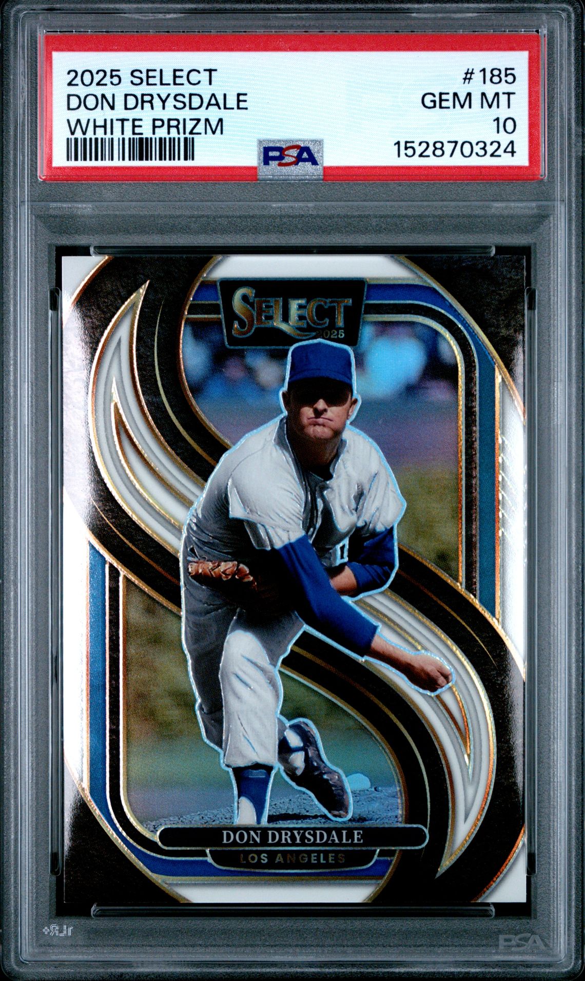 2025 Panini Select Don Drysdale #185 (White Prizm) Gem Mt 10 front