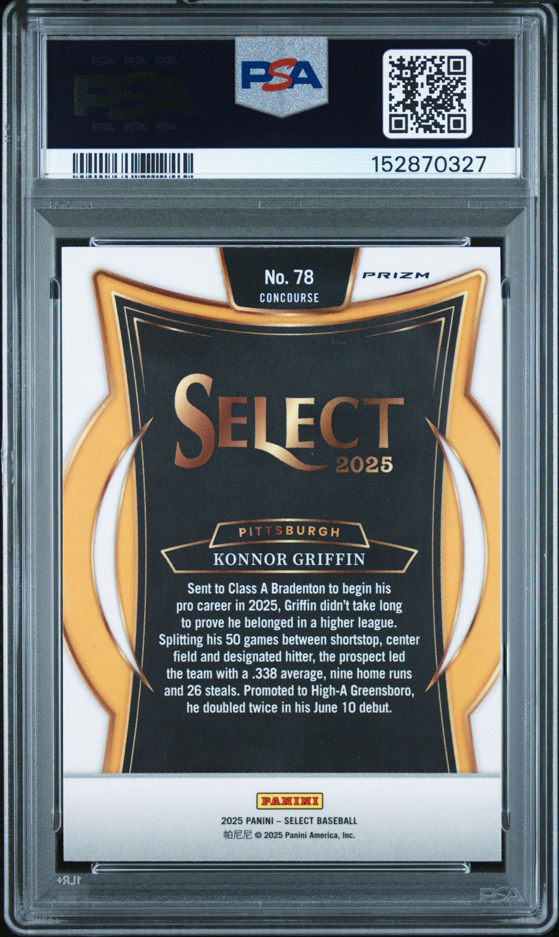 2025 Panini Select Konnor Griffin #78 (Silver Prizm) Nm-Mt 8 back