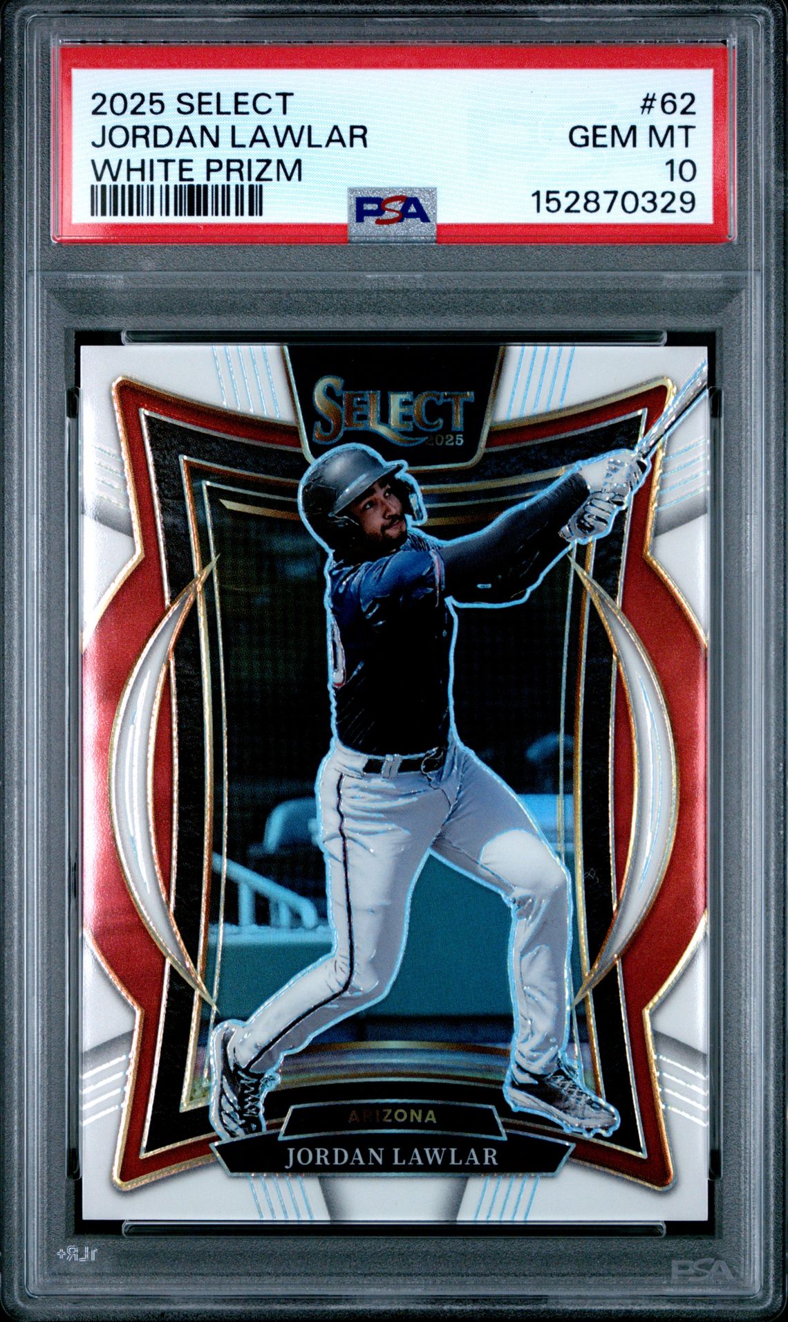 2025 Panini Select Jordan Lawlar #62 (White Prizm) Gem Mt 10 front