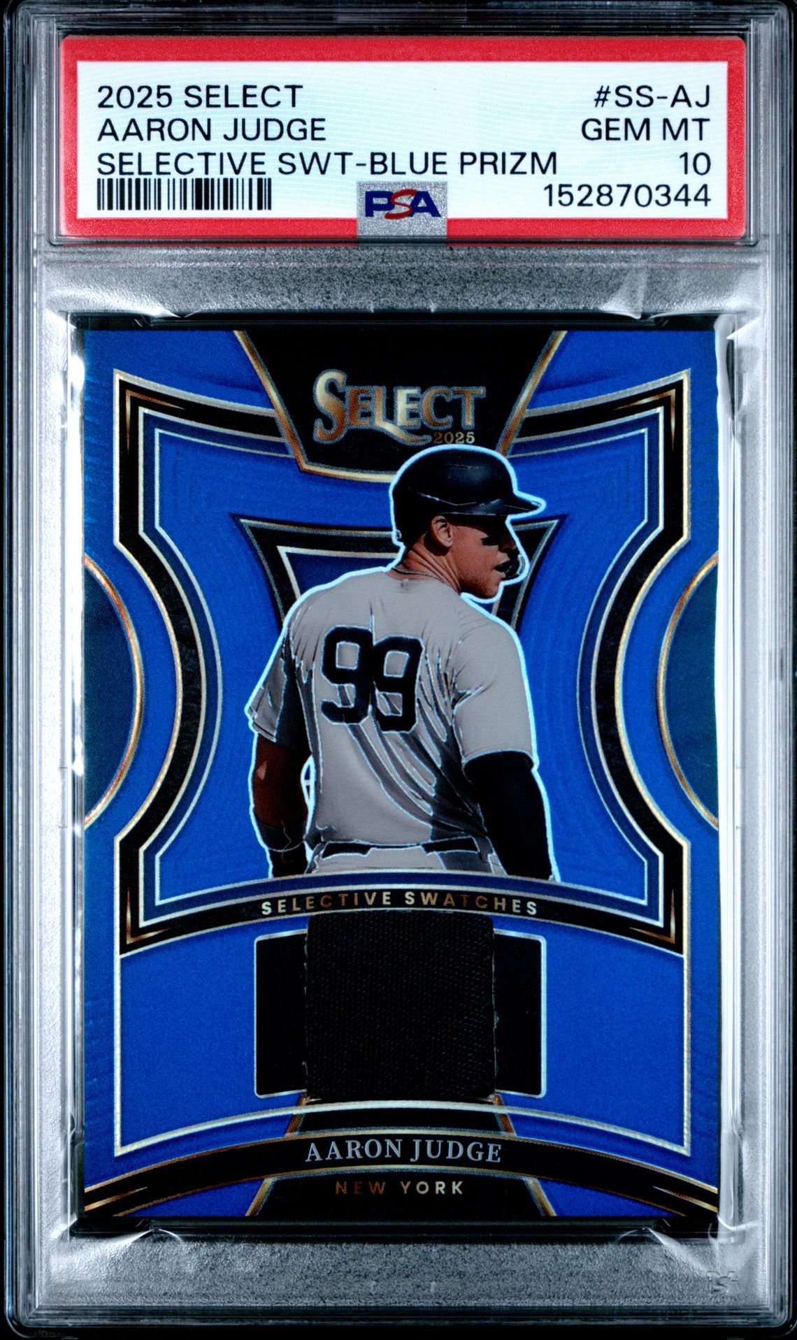 2025 Panini Select Selective Swatches Aaron Judge #Ss-Aj (Selective  Swt-Blue Prizm) Gem Mt 10  Graded Card | 5 Star Cards