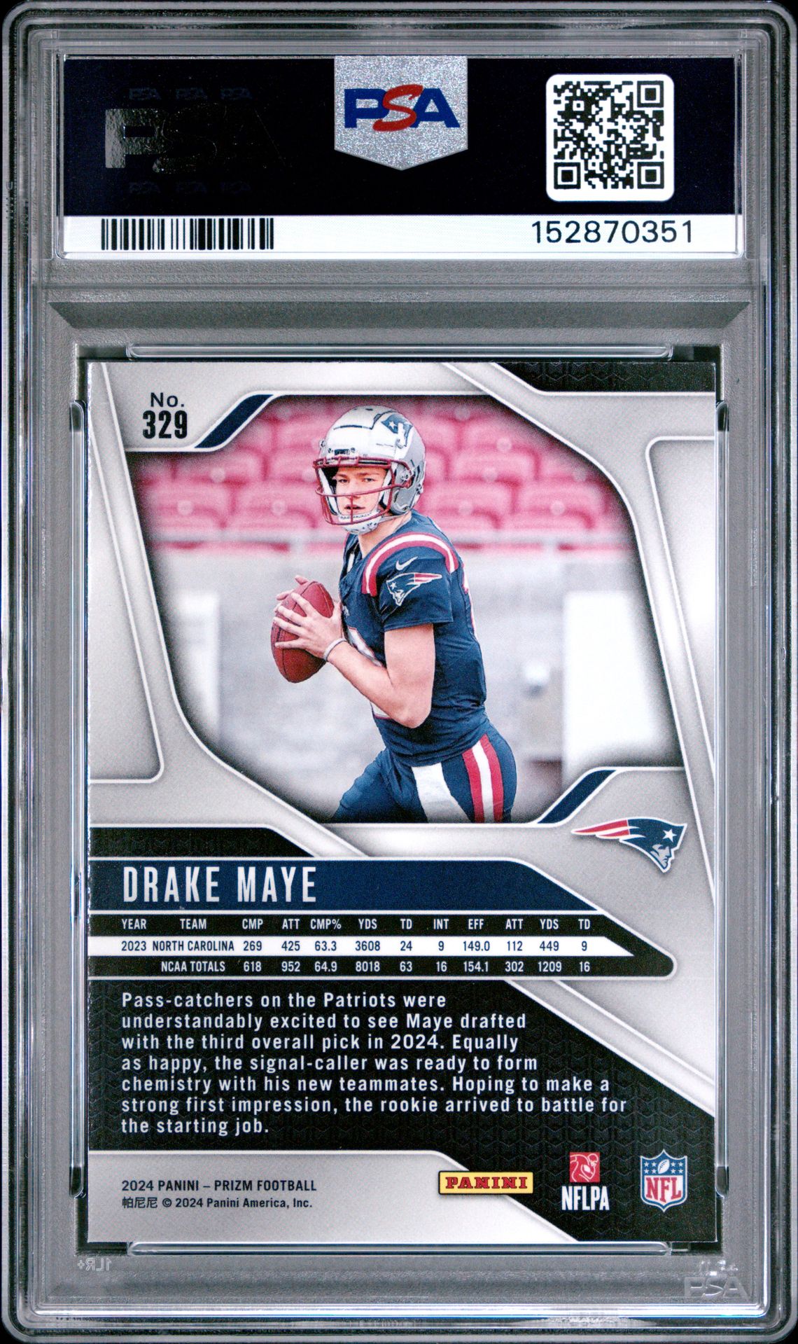 2024 Panini Prizm Drake Maye #329 Nm-Mt 8 back
