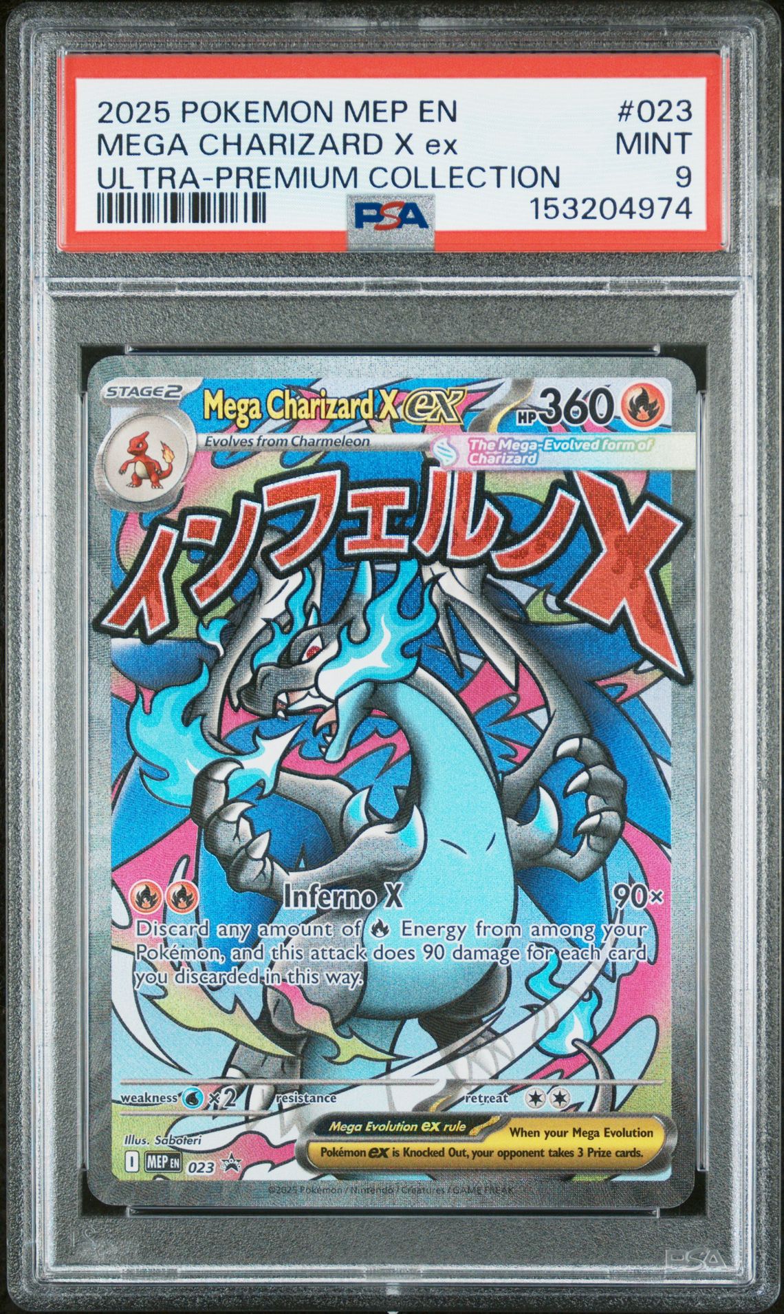 2025 Pokemon Mep En-Me Black Star Promo Mega Charizard X Ex #023 (Ultra-Premium Collection) Mint 9 front