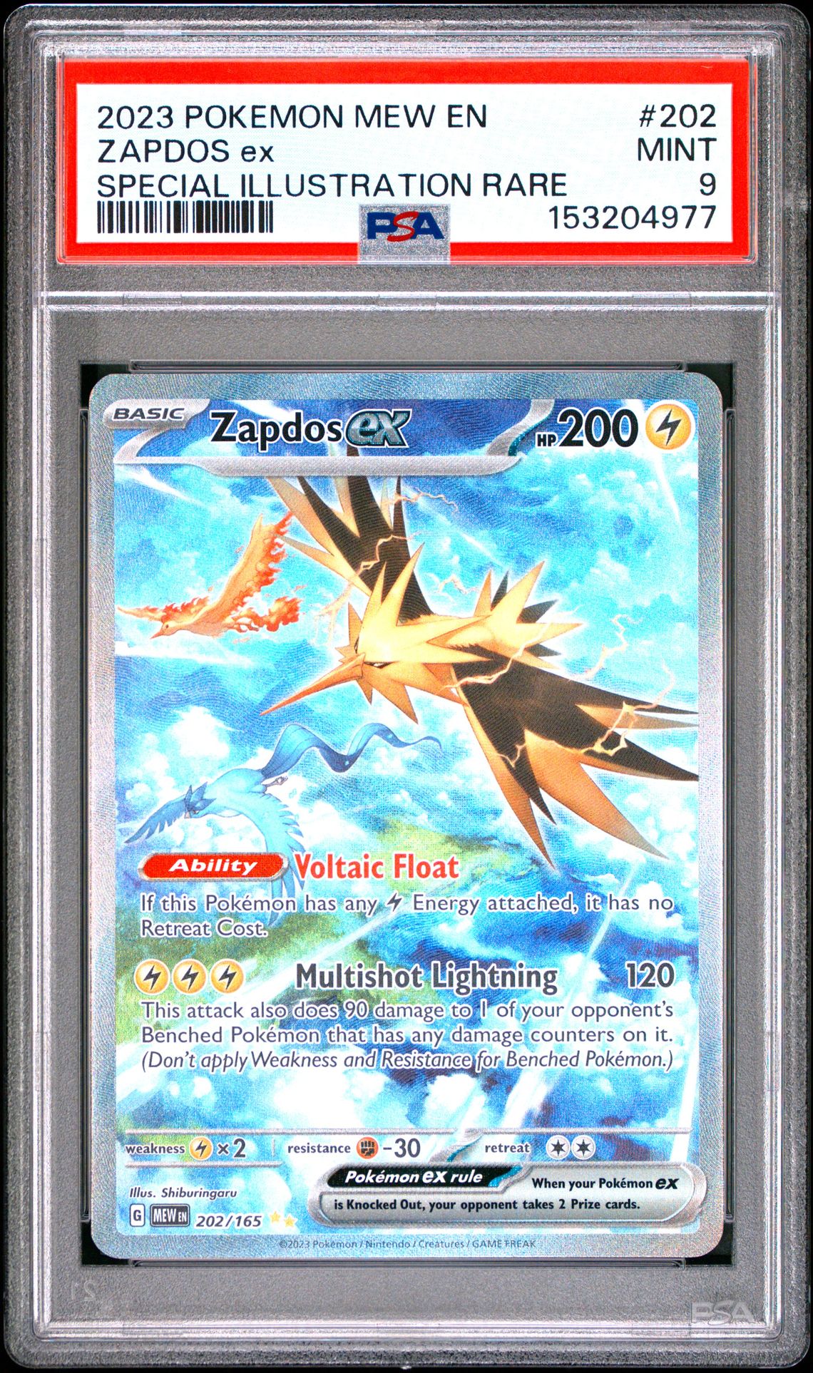 2023 Pokemon Mew En-151 Zapdos Ex #202 (Special Illustration Rare) Mint 9 front