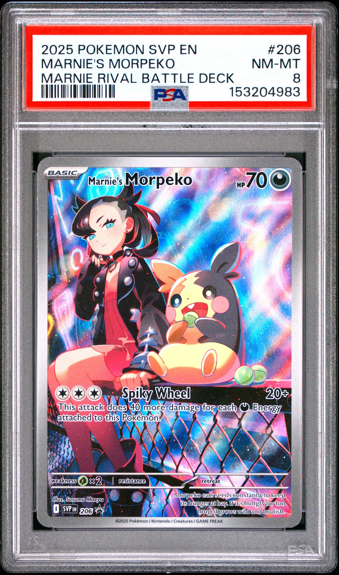 2025 Pokemon Svp En-Sv Black Star Promo Marnie's Morpeko #206 (Marnie Rival Battle Deck) Nm-Mt 8 front