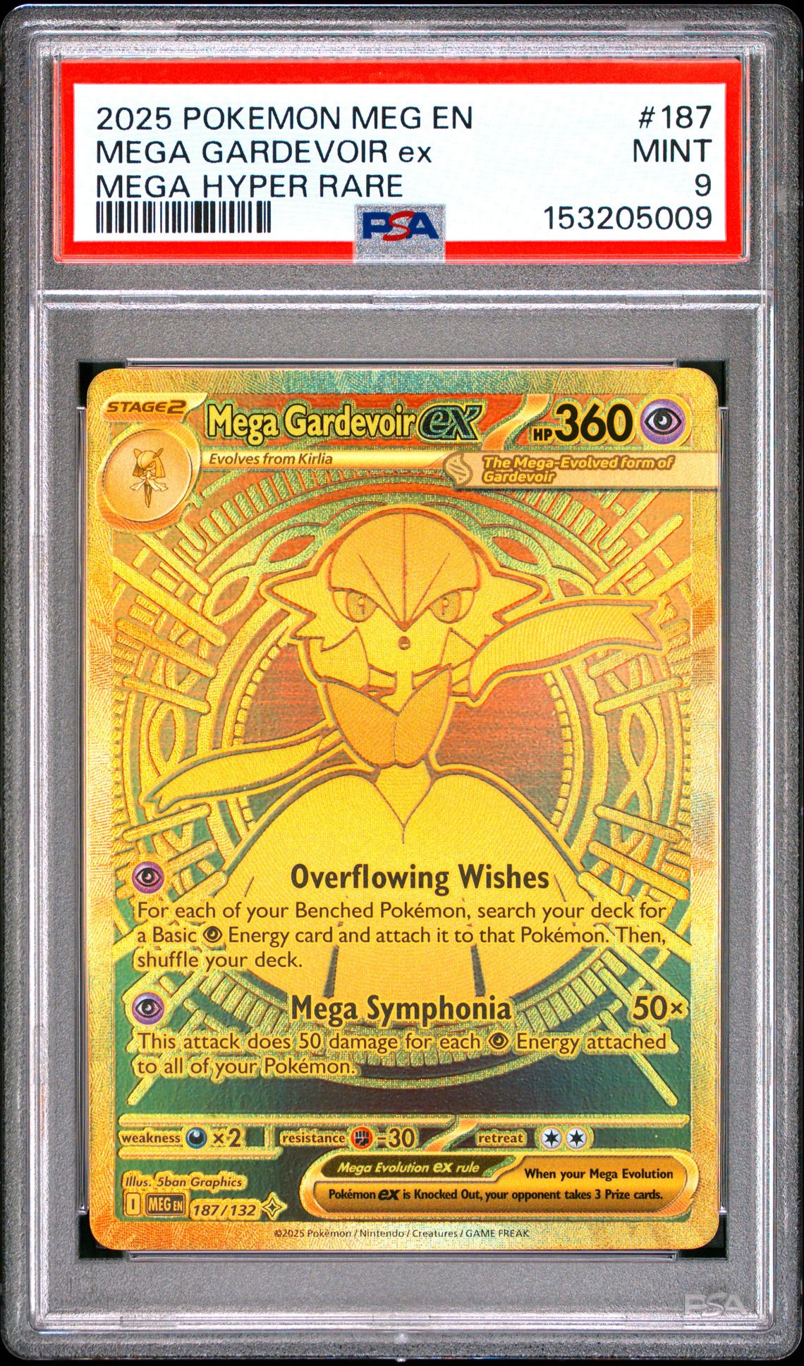 2025 Pokemon Meg En-Mega Evolution Mega Gardevoir Ex #187 (Mega Hyper Rare) Mint 9 front