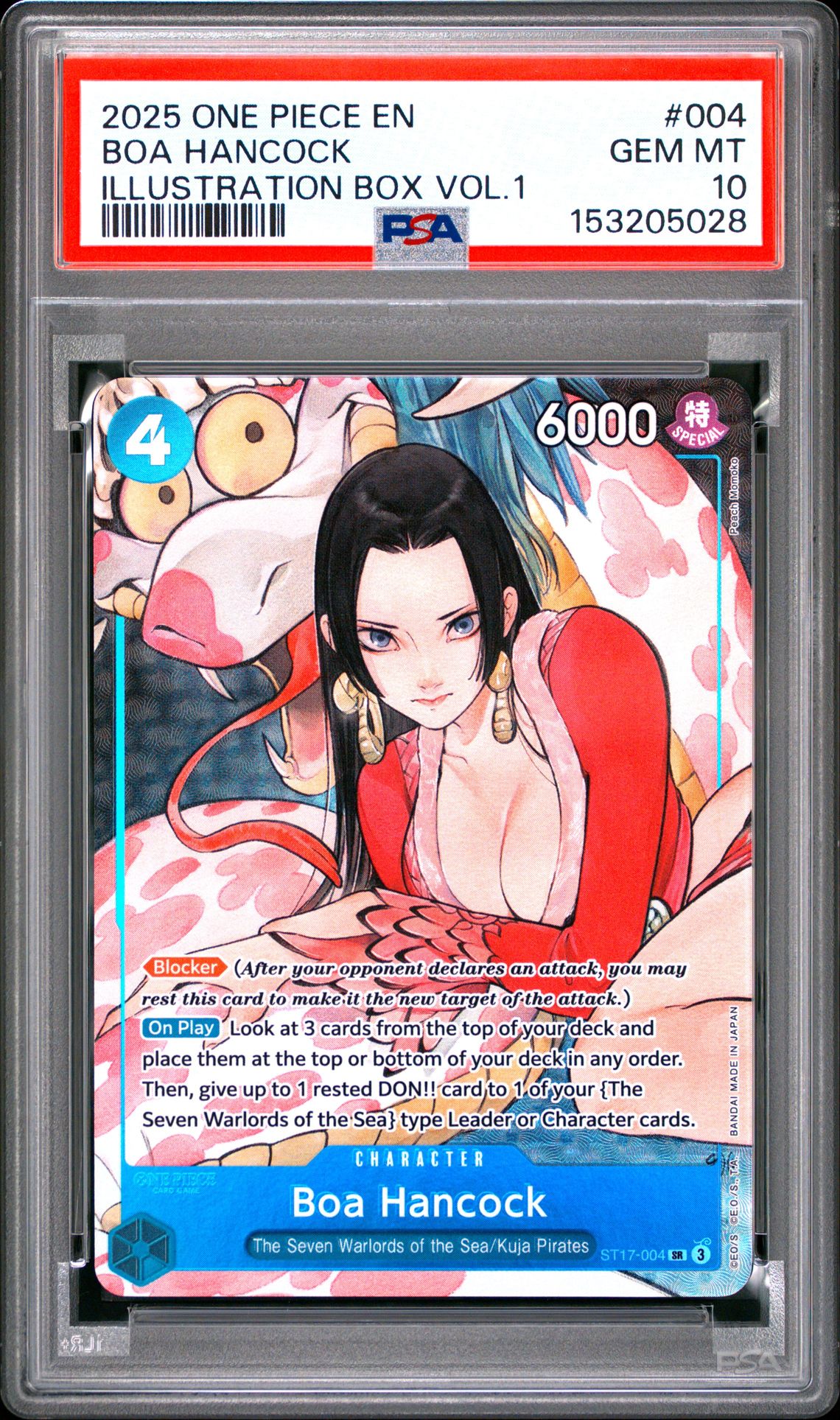 2025 One Piece Promos Boa Hancock #004 (Illustration Box Vol.1) Gem Mt 10 front view - PSA graded GEM MT 10