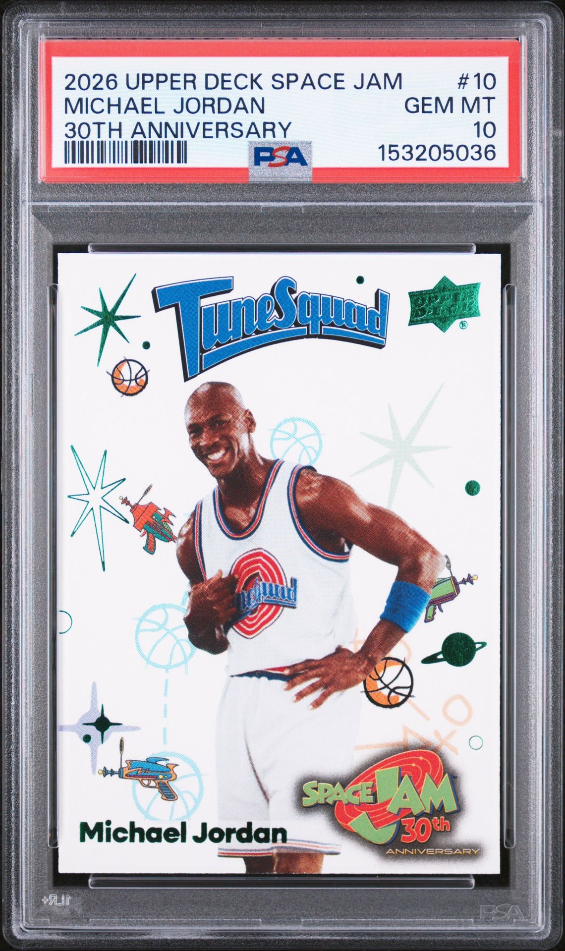 2026 Upper Deck Space Jam 30Th Anniversary Michael Jordan #10 Gem Mt 10 front view - PSA graded GEM MT 10