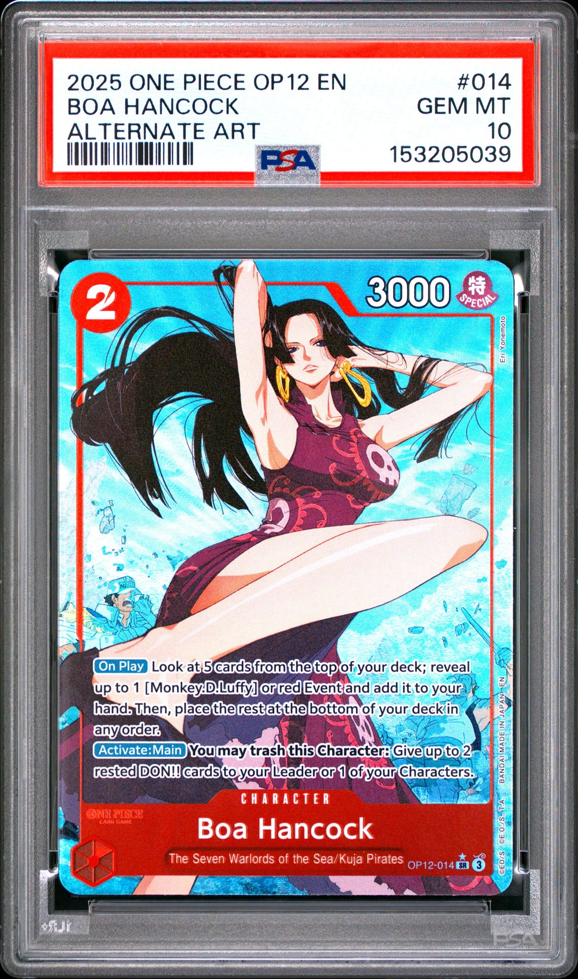 2025 One Piece Op12-Legacy Of The Master Boa Hancock #014 (Alternate Art) Gem Mt 10 front view - PSA graded GEM MT 10