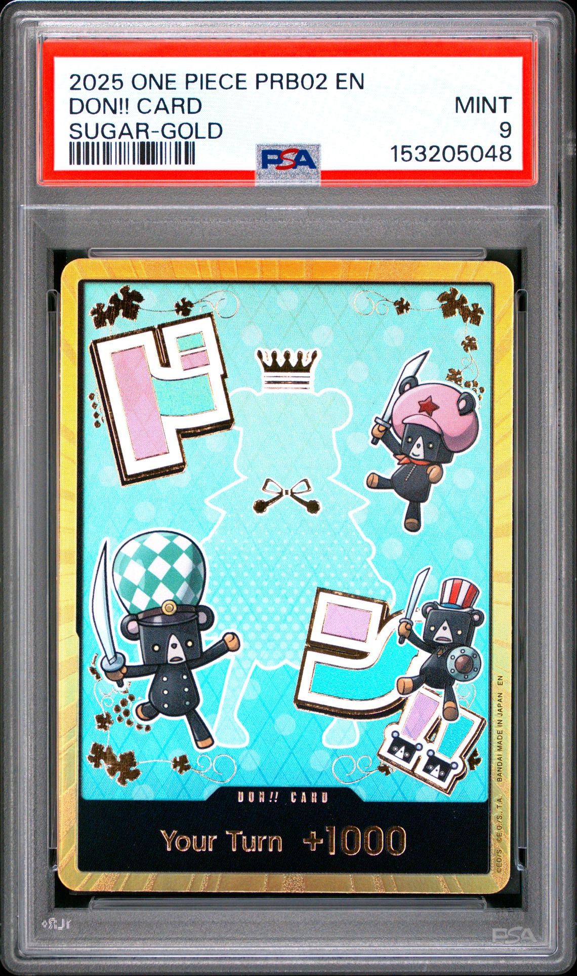 2025 One Piece Prb02-Premium Booster -One Piece Card The Best- Vol.2 Don!! Card (Sugar-Gold) Mint 9 front
