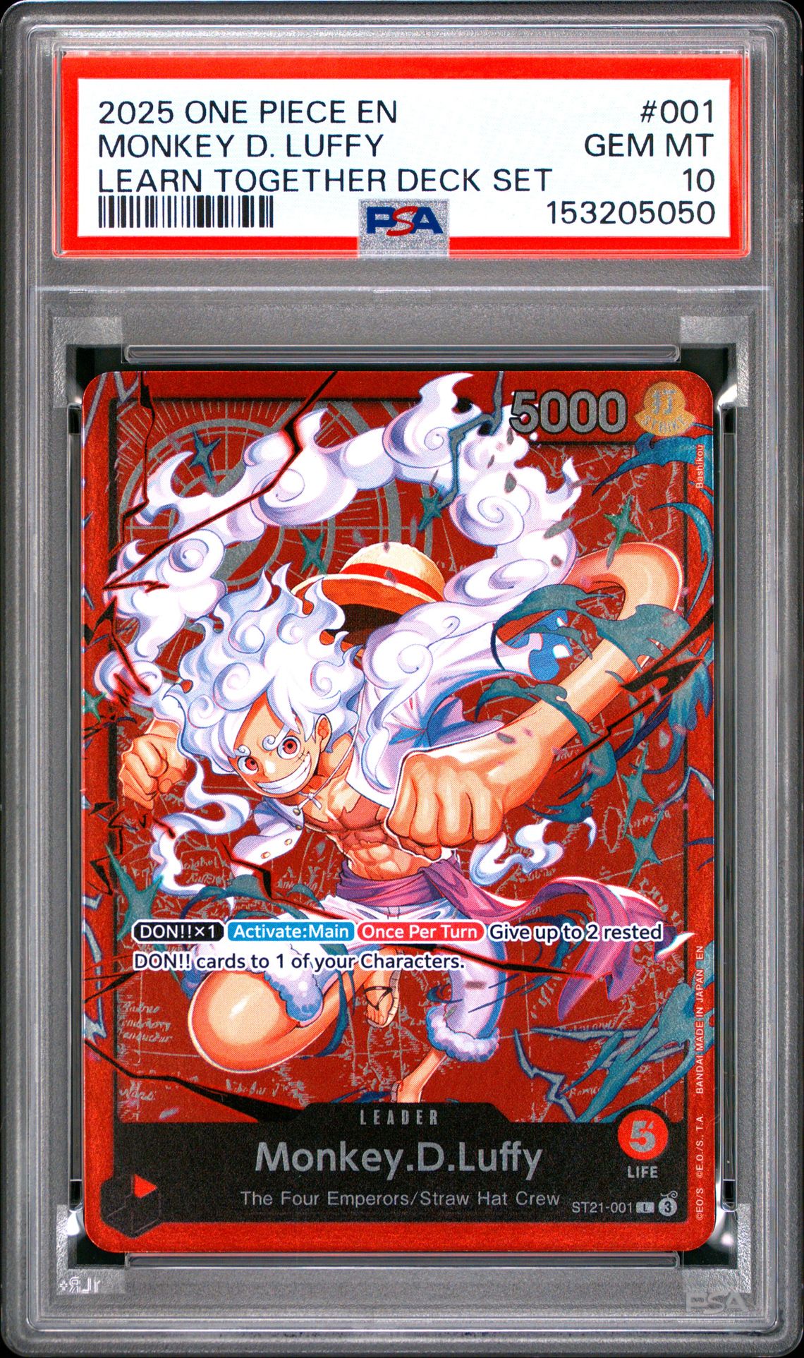 2025 One Piece Learn Together Deck Set Monkey D. Luffy #001 Gem Mt 10 front