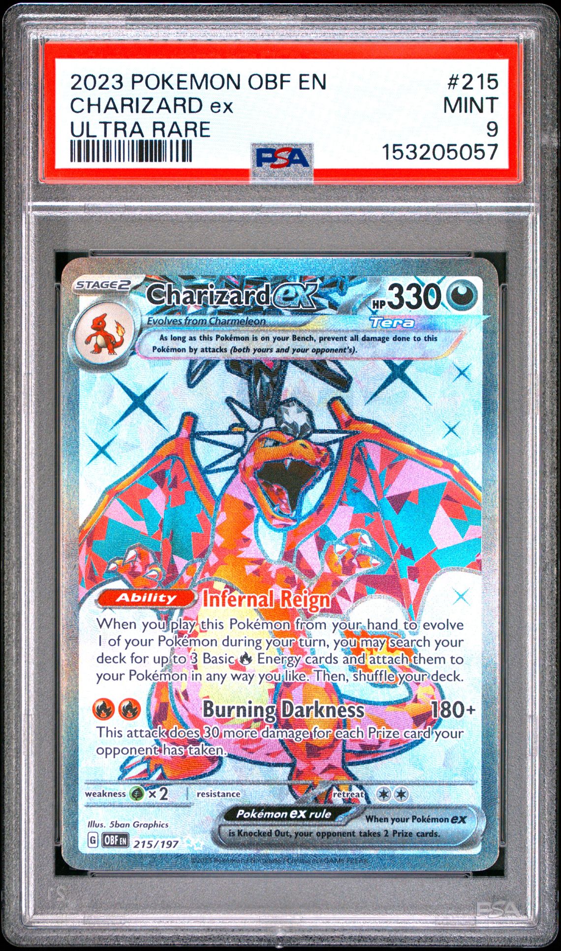 2023 Pokemon Obf En-Obsidian Flames Charizard Ex #215 (Ultra Rare) Mint 9 front