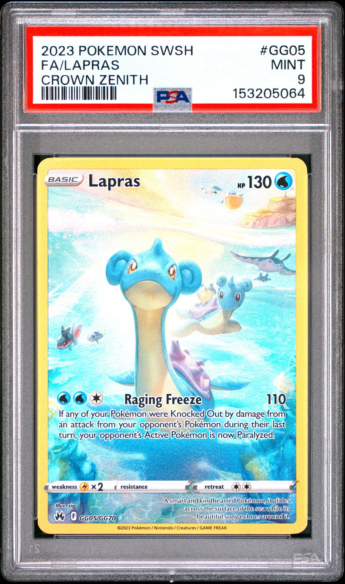 2023 Pokemon Sword And Shield Crown Zenith Fa/Lapras #Gg05 (Crown Zenith) Mint 9 front
