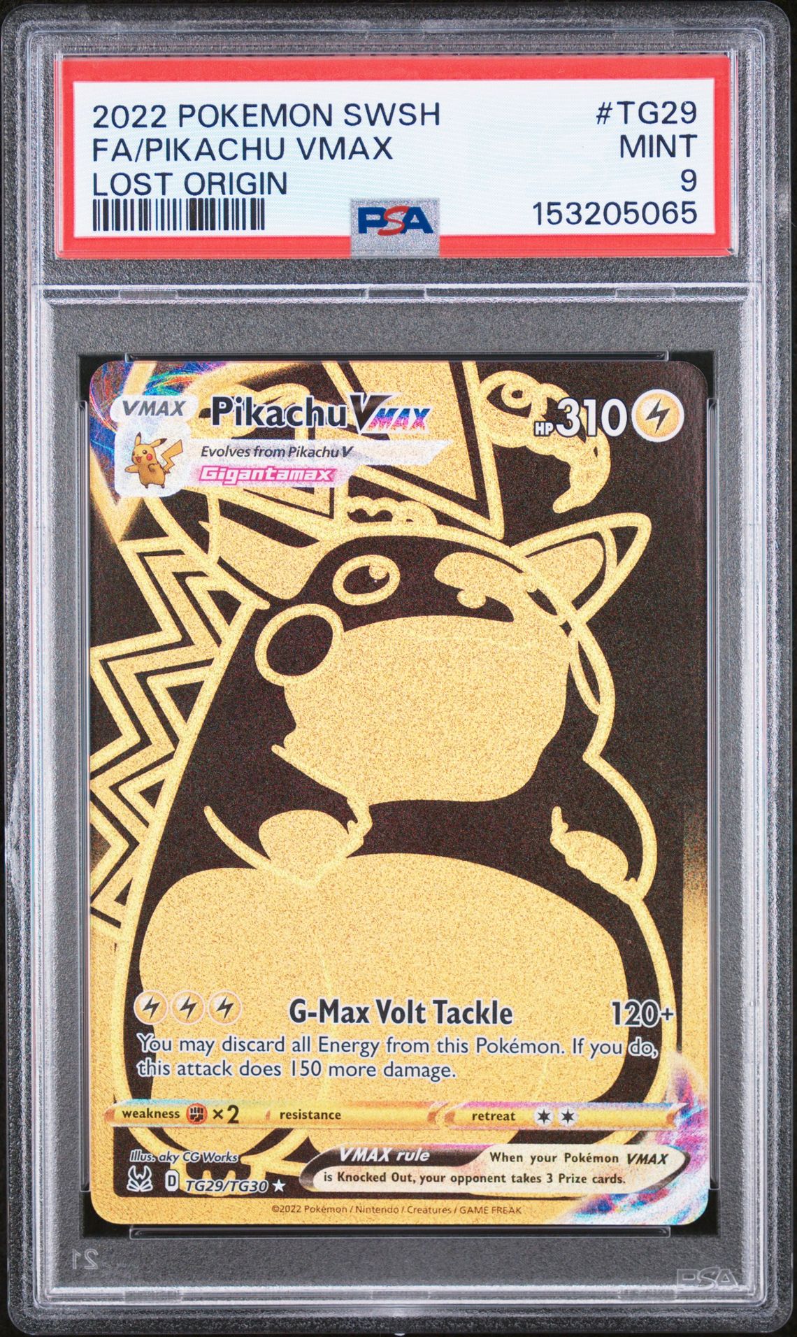 2022 Pokemon Sword & Shield Lost Origin Fa/Pikachu Vmax #Tg29 (Lost Origin) Mint 9 front