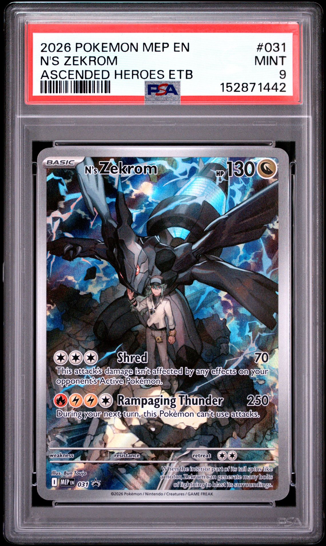 2026 Pokemon Mep En-Me Black Star Promo N's Zekrom #031 (Ascended Heroes Etb) Mint 9 front