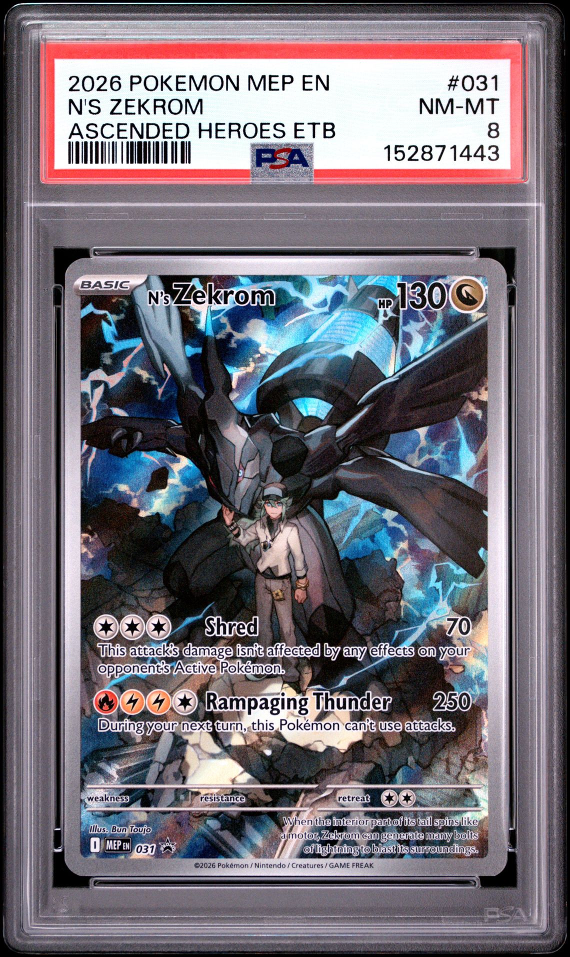 2026 Pokemon Mep En-Me Black Star Promo N's Zekrom #031 (Ascended Heroes Etb) Nm-Mt 8 front