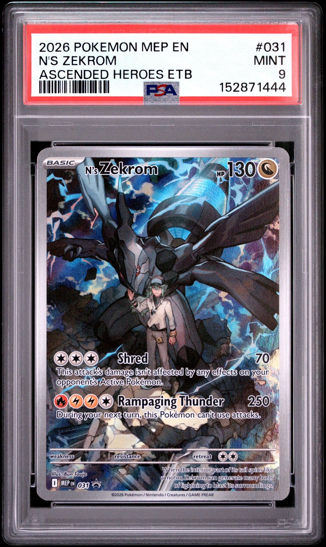 2026 Pokemon Mep En-Me Black Star Promo N's Zekrom #031 (Ascended Heroes Etb) Mint 9 front