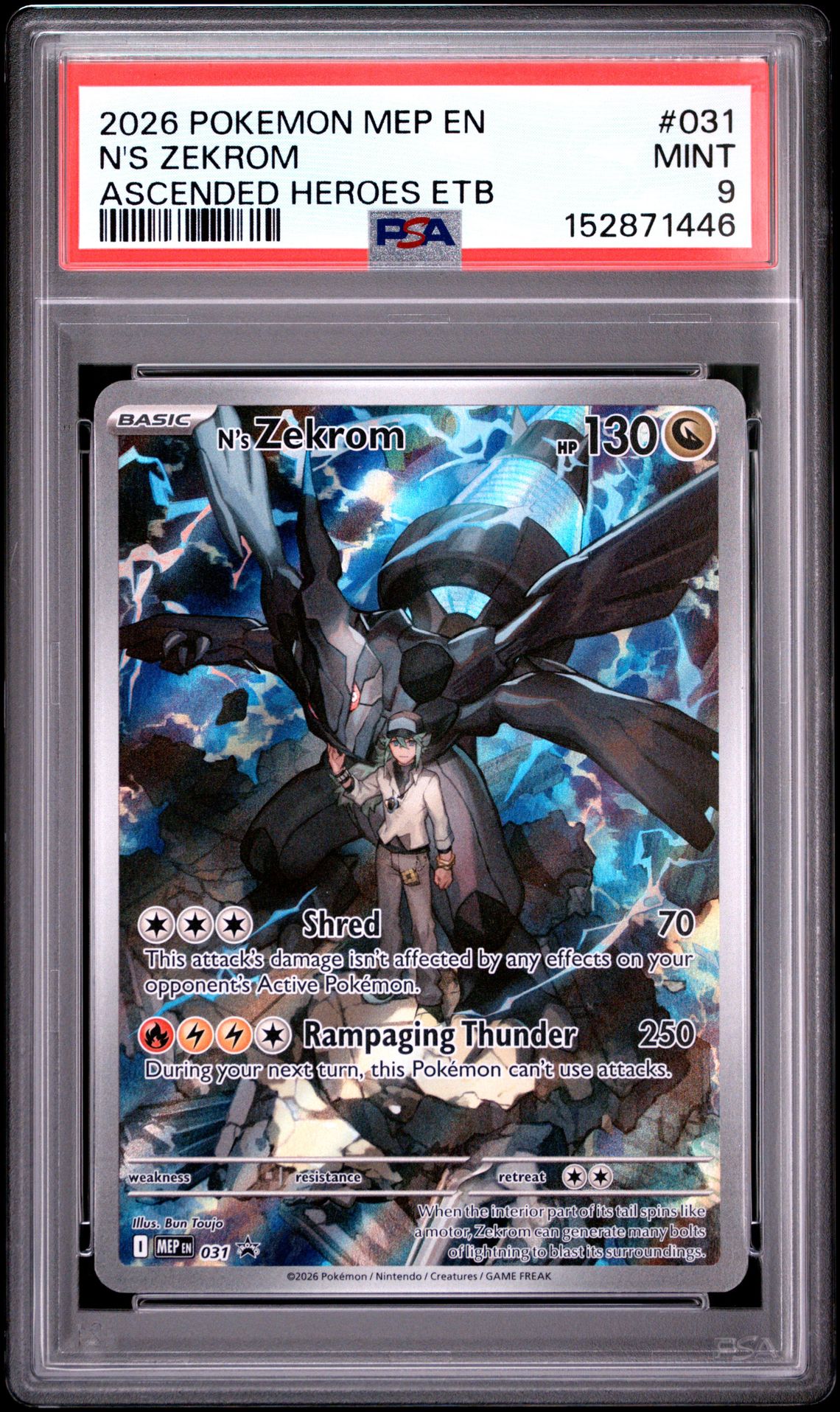 2026 Pokemon Mep En-Me Black Star Promo N's Zekrom #031 (Ascended Heroes Etb) Mint 9 front