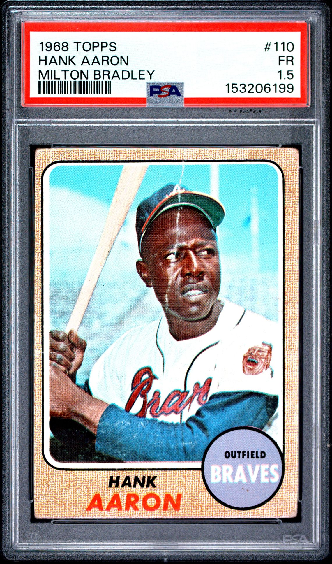 1968 Topps Milton Bradley Hank Aaron #110 (Milton Bradley) Fr 1.5 front