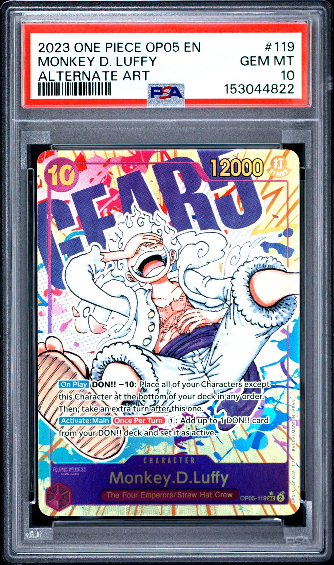 2023 One Piece Op05-Awakening Of The New Era Monkey D. Luffy #119 (Alternate Art) Gem Mt 10 front
