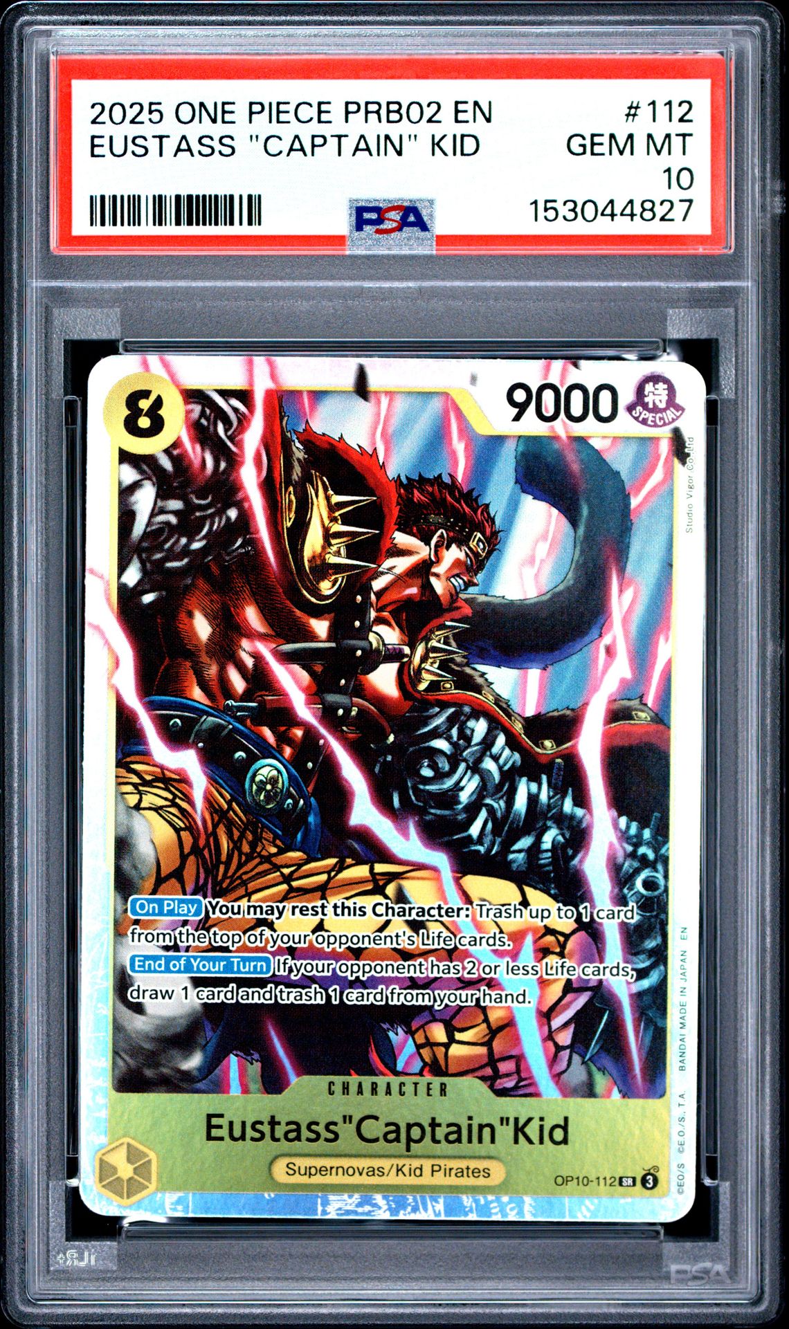 2025 One Piece Prb02-Premium Booster -One Piece Card The Best- Vol.2 Eustass "Captain" Kid #112 Gem Mt 10 front