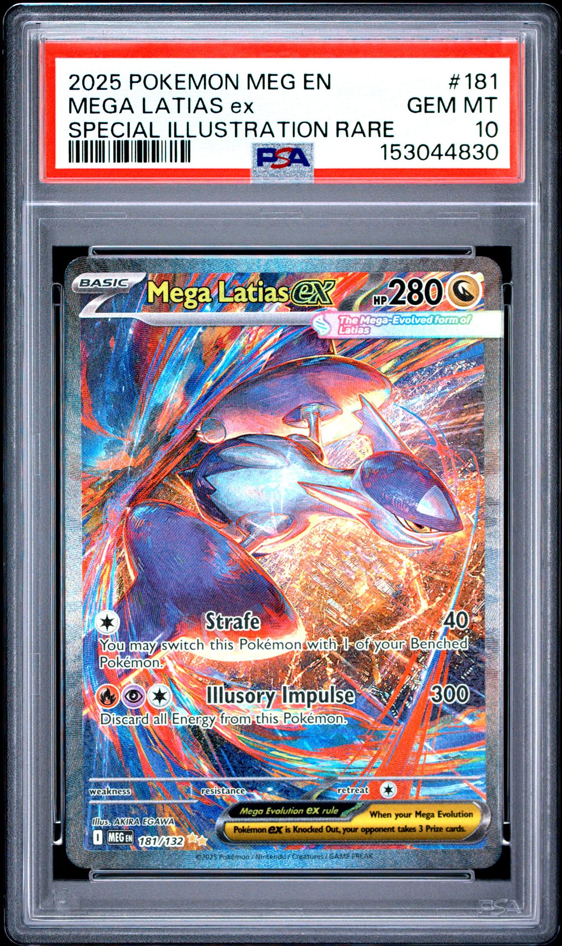 2025 Pokemon Meg En-Mega Evolution Mega Latias Ex #181 (Special Illustration Rare) Gem Mt 10 front view - PSA graded GEM MT 10