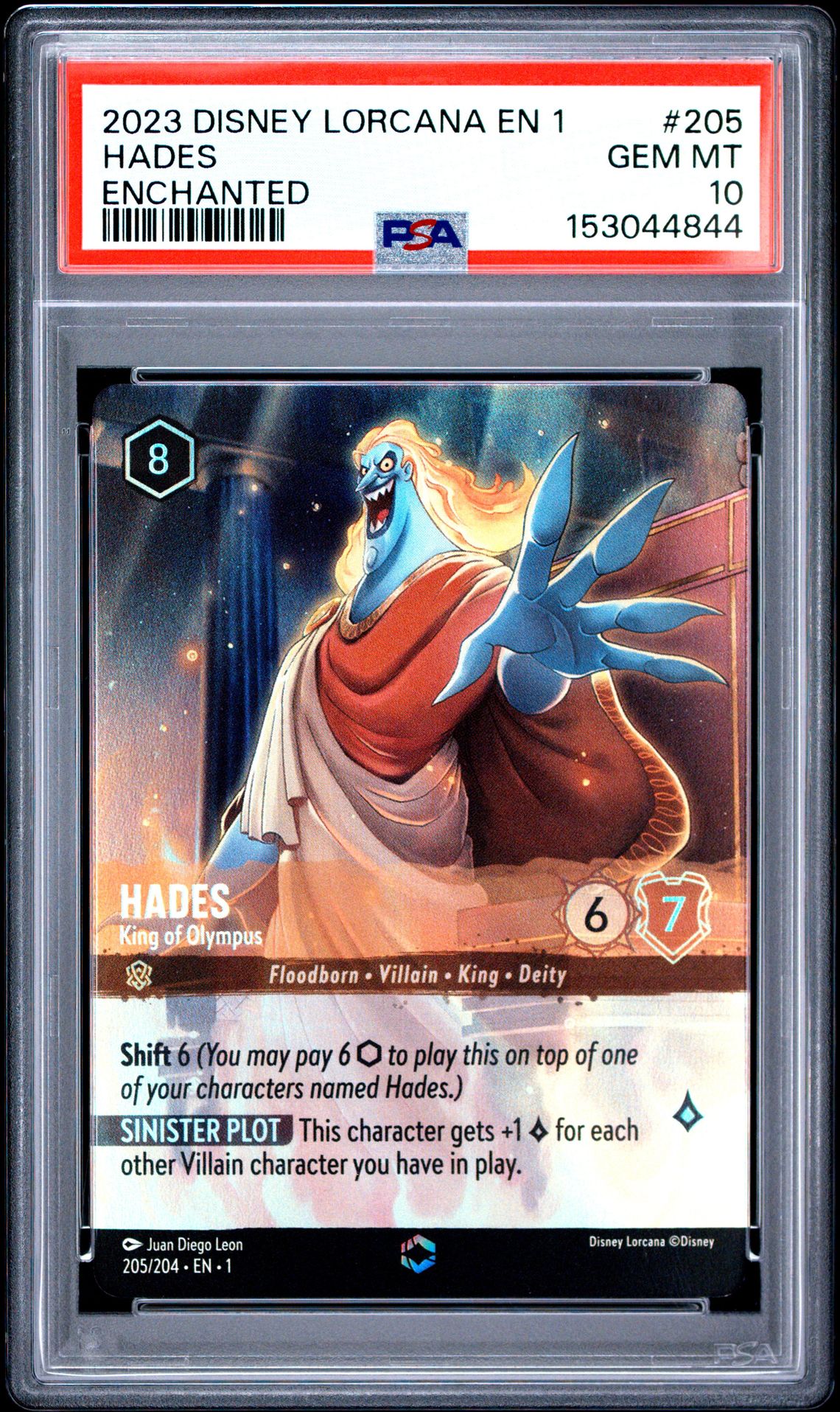 2023 Disney Lorcana En 1-The First Chapter Hades #205 (Enchanted) Gem Mt 10 front