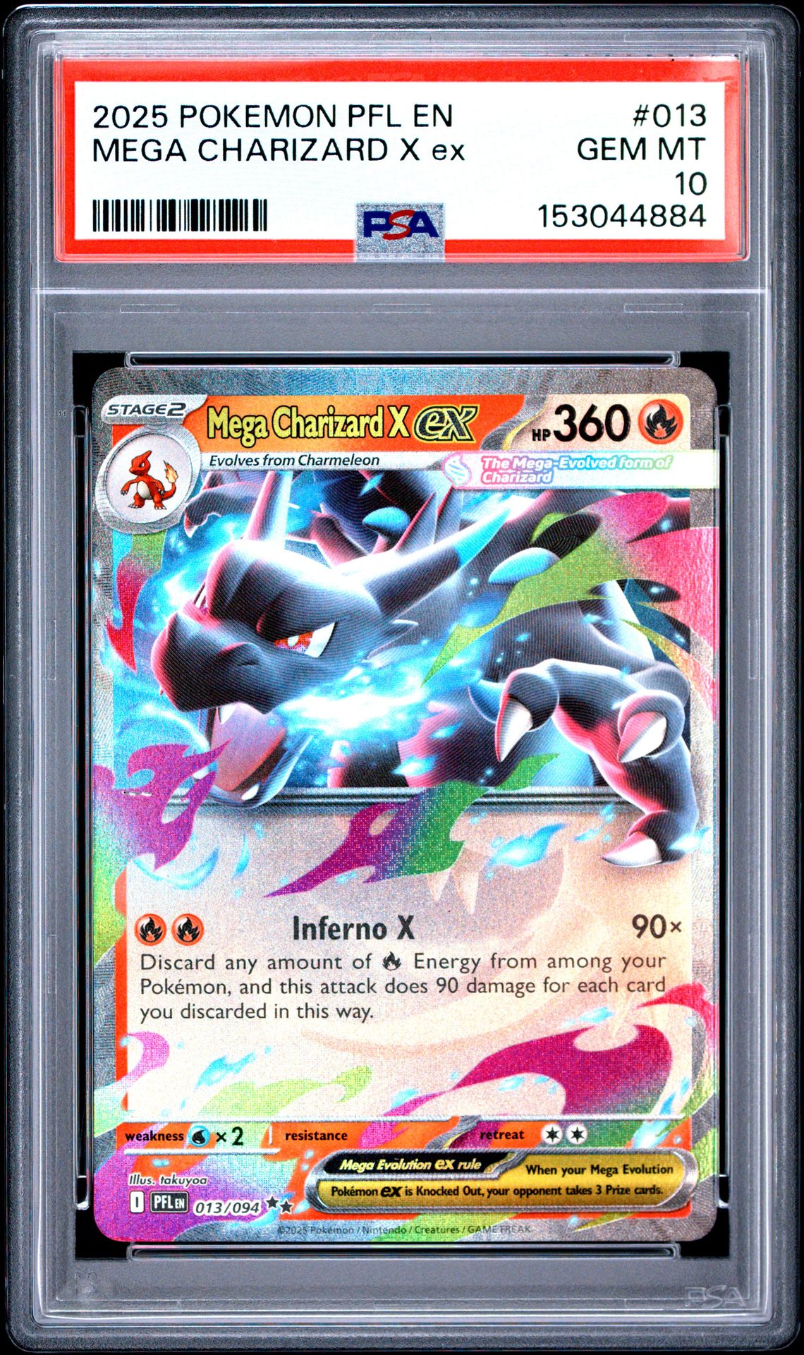 2025 POKEMON PFL EN-PHANTASMAL FLAMES MEGA CHARIZARD X ex  013 GEM MT 10 front