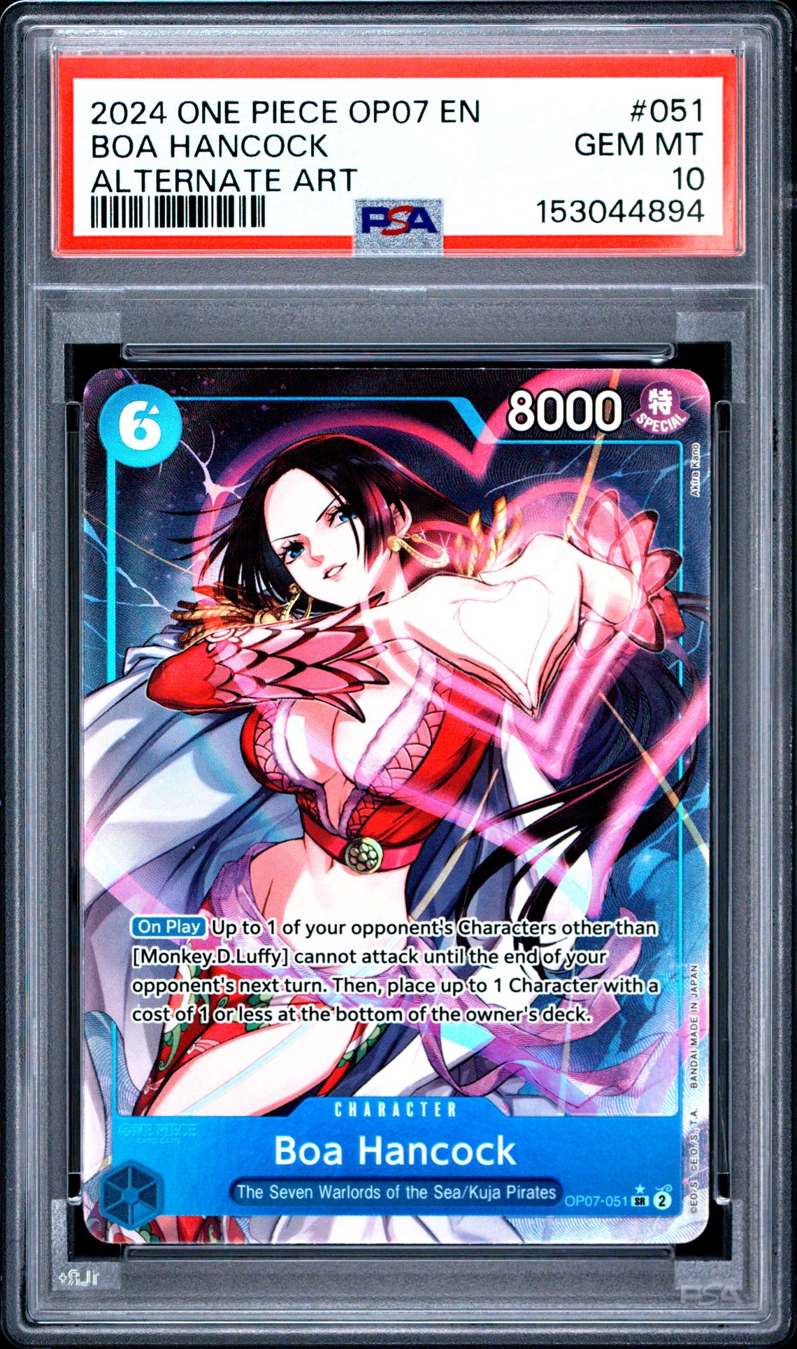 2024 One Piece Op07-500 Years In The Future Boa Hancock #051 (Alternate Art) Gem Mt 10 front view - PSA graded GEM MT 10