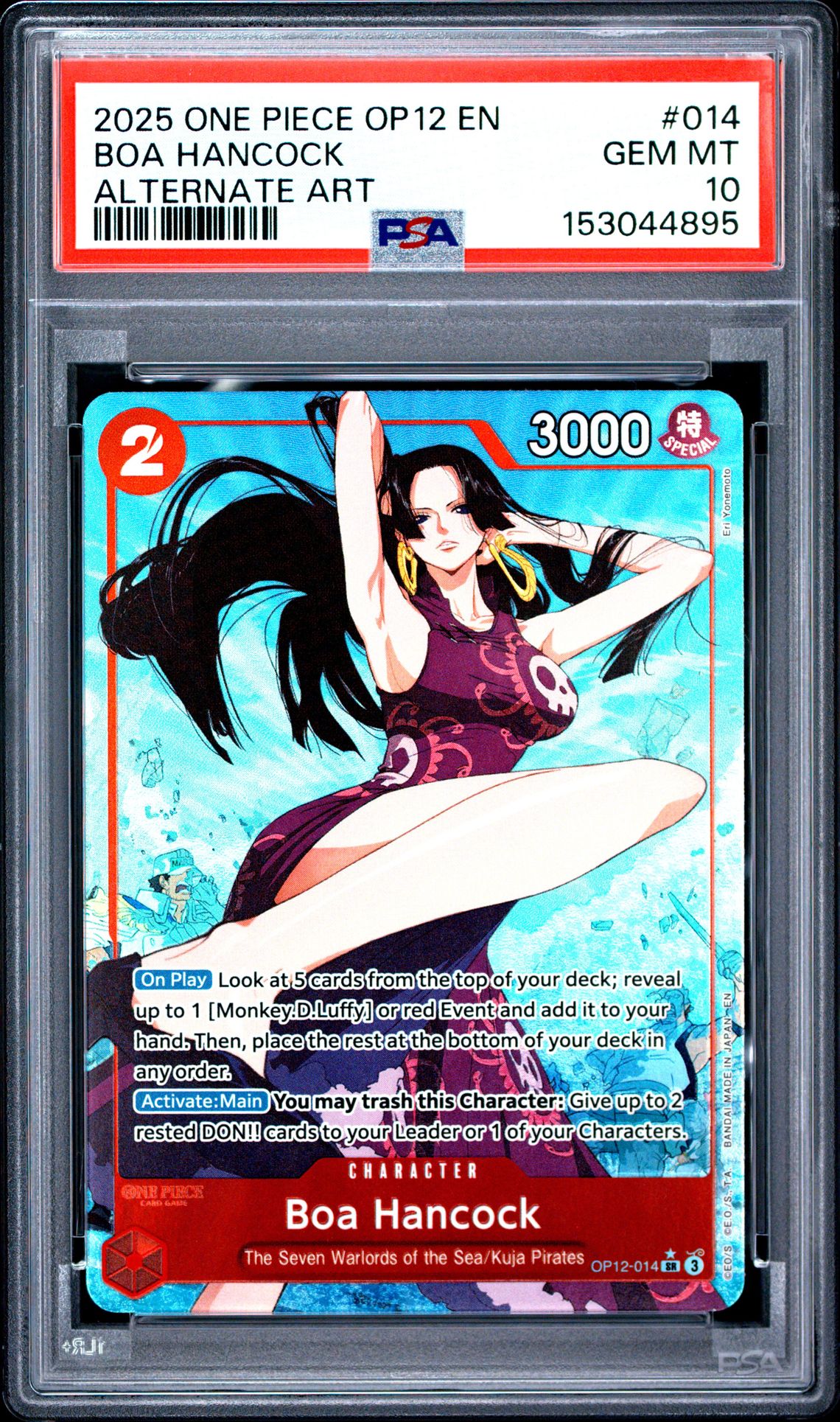 2025 One Piece Op12-Legacy Of The Master Boa Hancock #014 (Alternate Art) Gem Mt 10 front view - PSA graded GEM MT 10