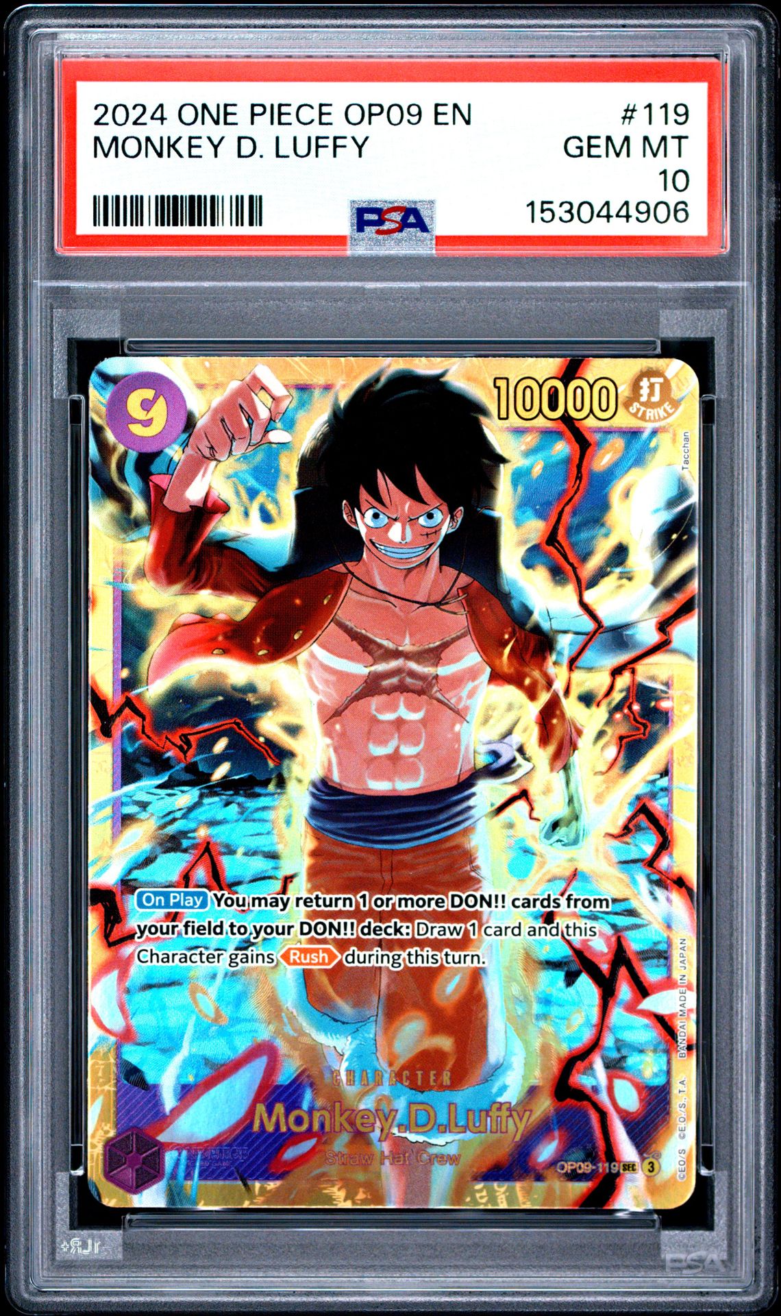 2024 One Piece Op09-Emperors In The New World Monkey D. Luffy #119 Gem Mt 10 front