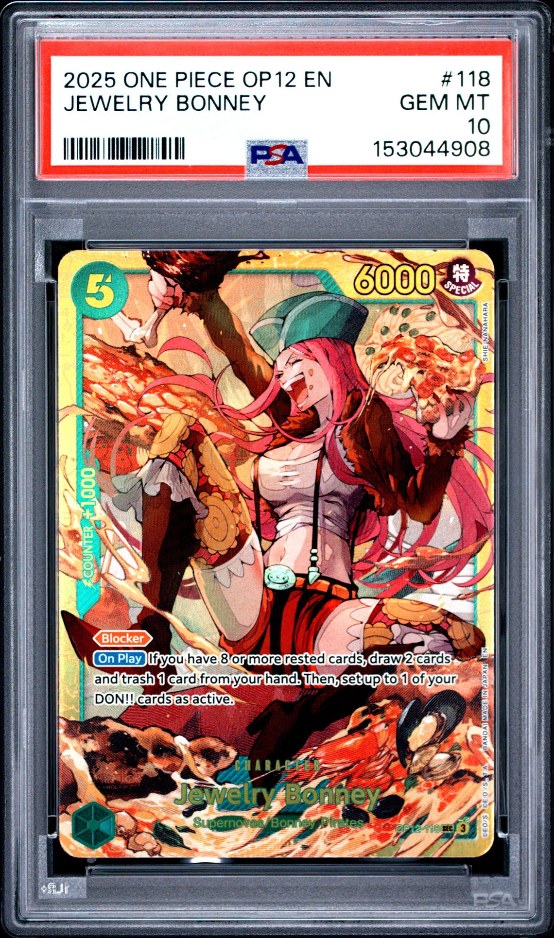 2025 One Piece Op12-Legacy Of The Master Jewelry Bonney #118 Gem Mt 10 front