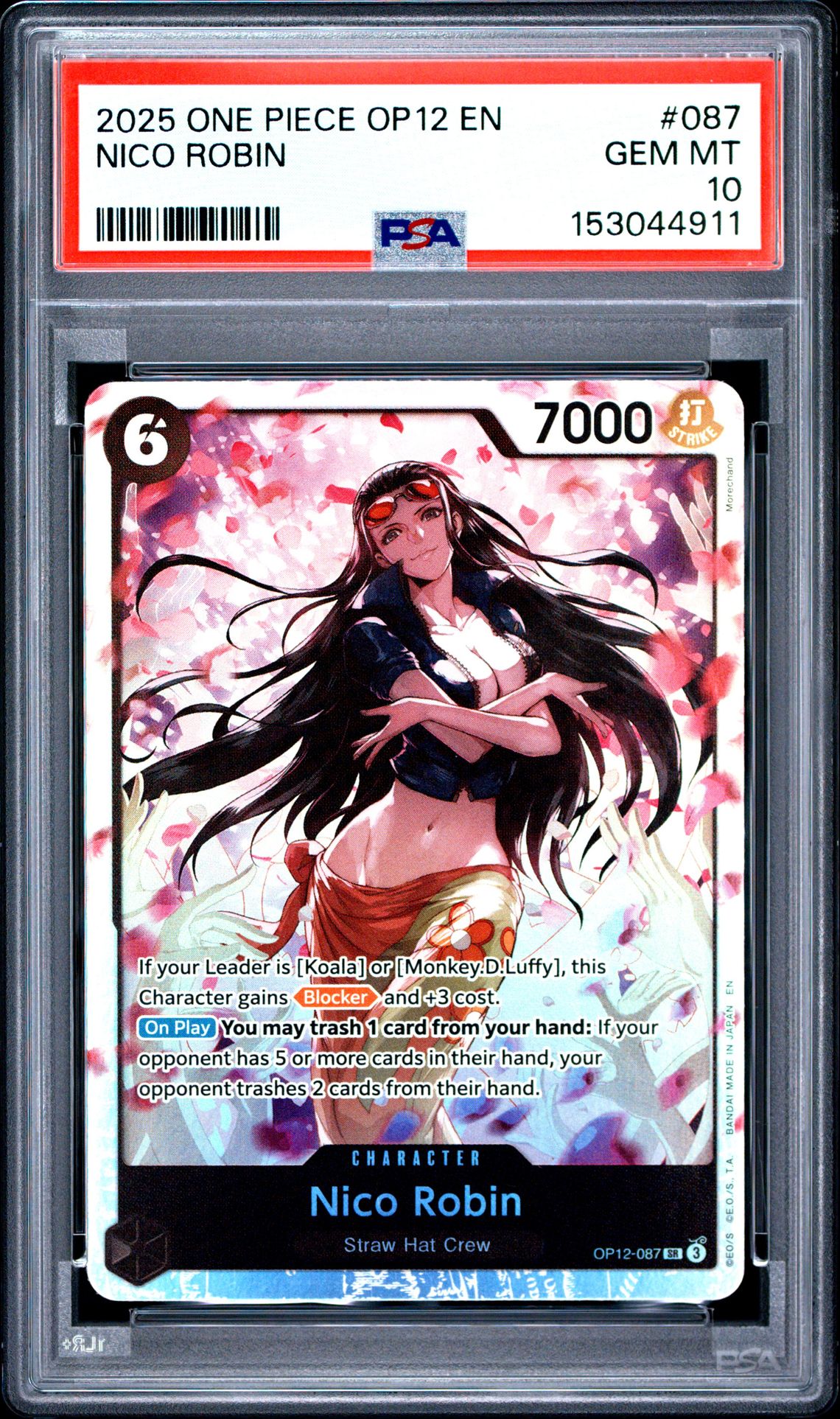 2025 One Piece Op12-Legacy Of The Master Nico Robin #087 Gem Mt 10 front