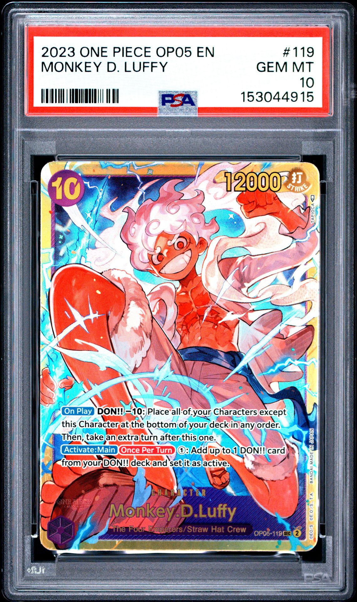 2023 One Piece Op05-Awakening Of The New Era Monkey D. Luffy #119 Gem Mt 10 front