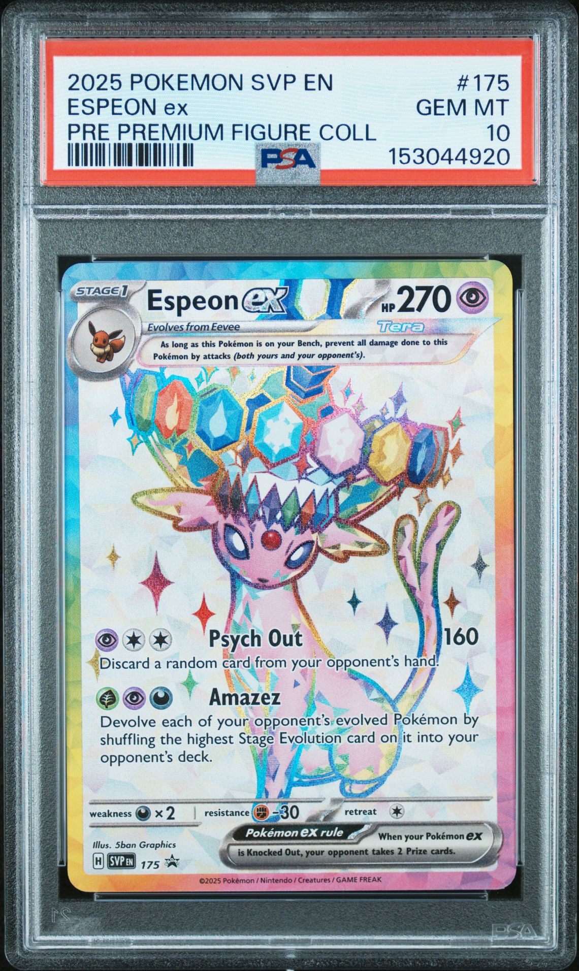 2025 Pokemon Svp En-Sv Black Star Promo Espeon Ex #175 (Pre Premium Figure Coll) Gem Mt 10 front
